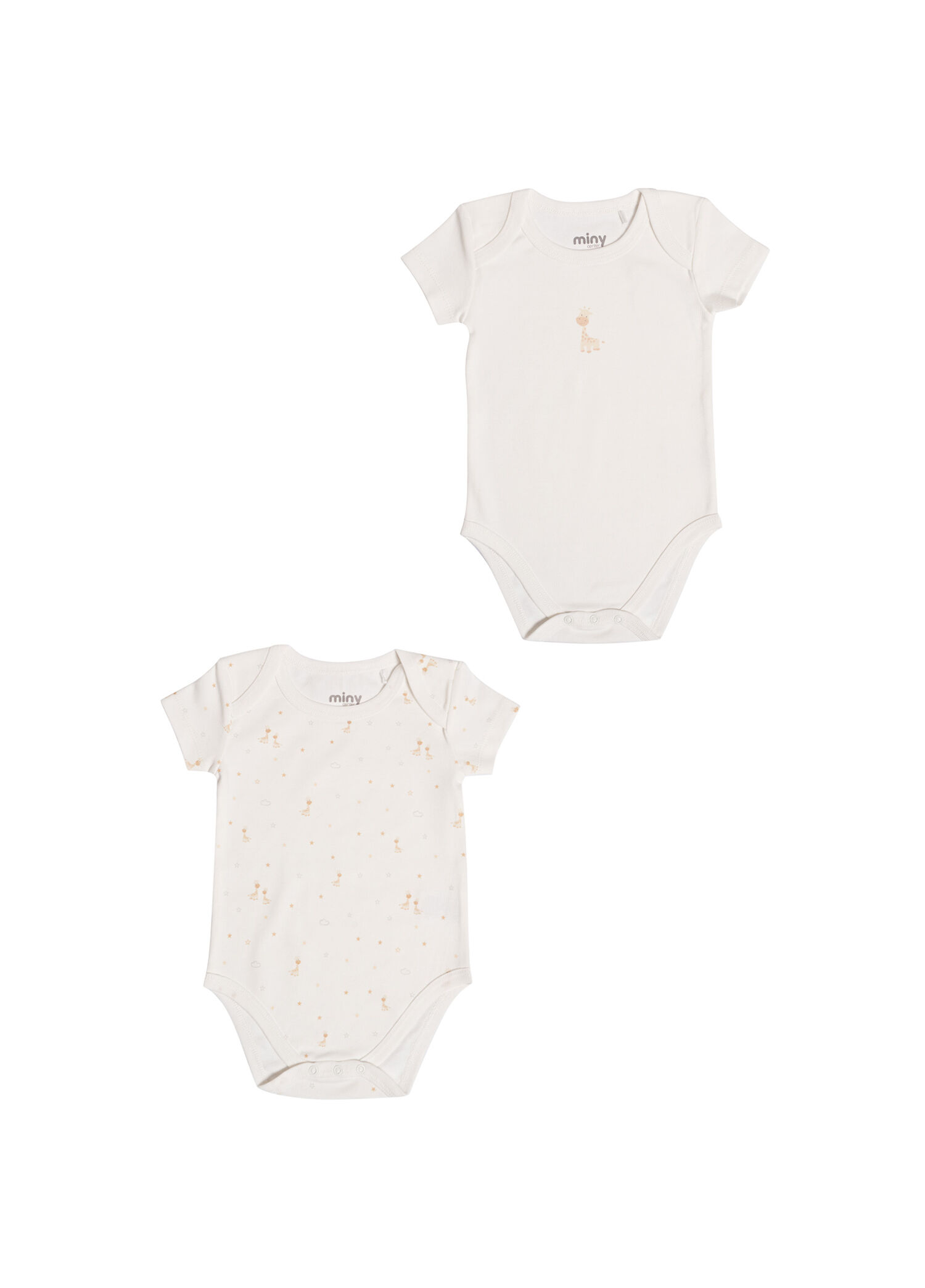Beyaz Çıtçıtlı Unisex Bebek 2'li Body Seti