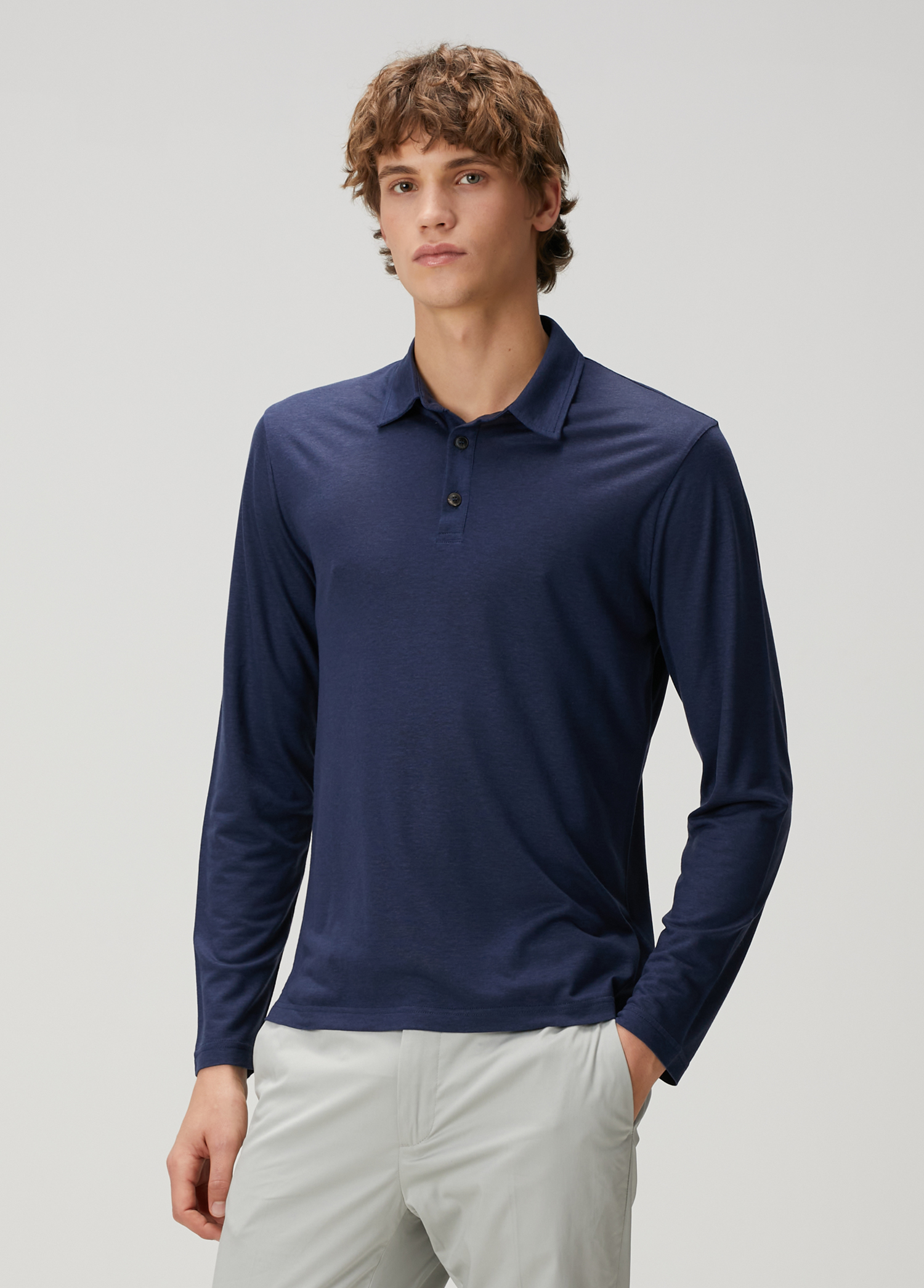 Lacivert Polo Yaka Sweatshirt