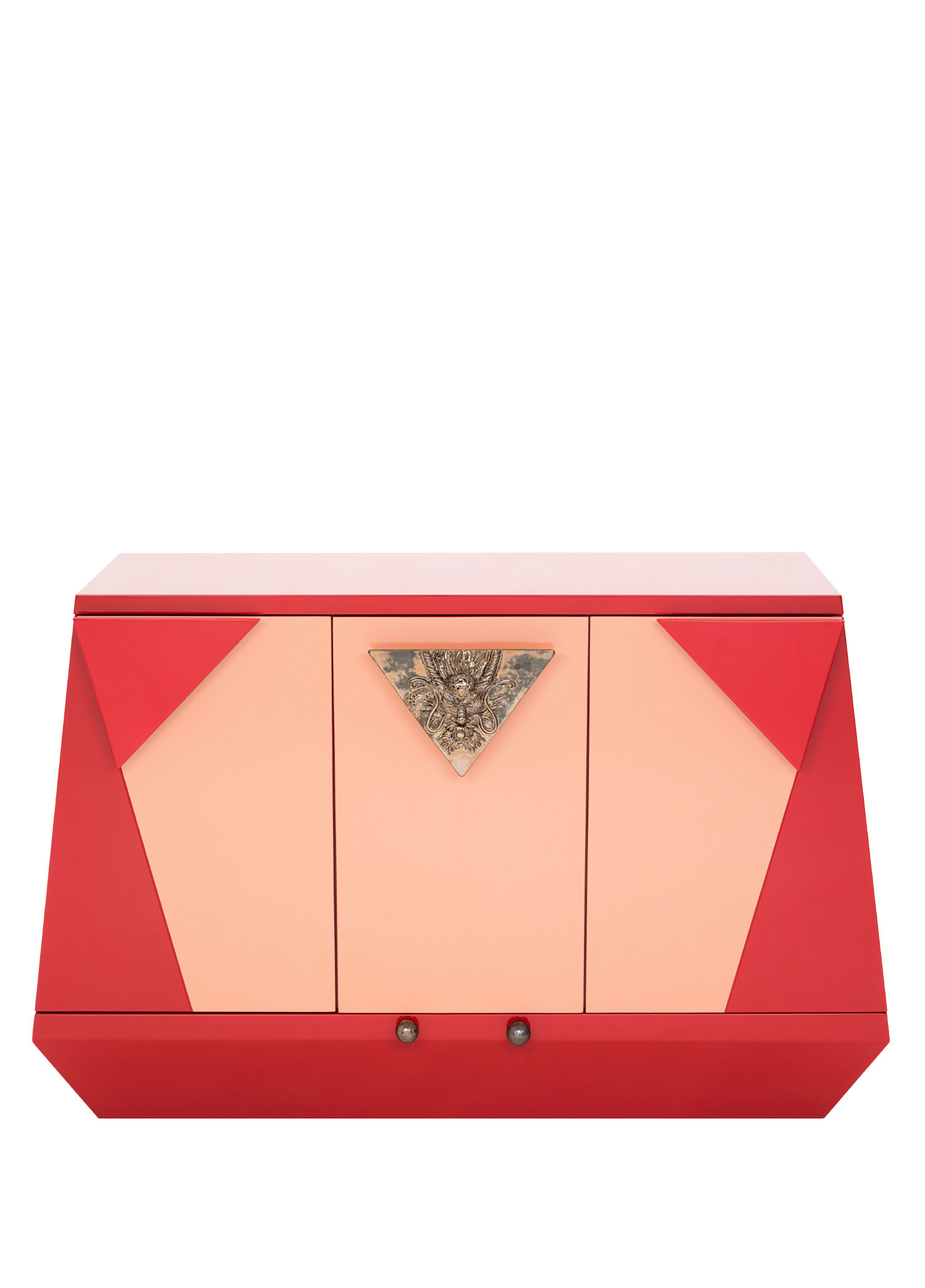 Credenza Ejder Kırmızı Somon Dolaplı Konsol