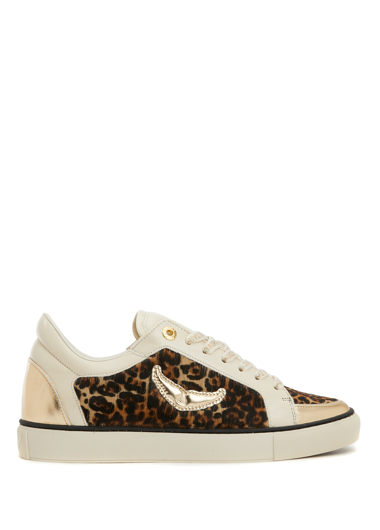 Fly On Leopar Desenli Kadın Deri Sneaker