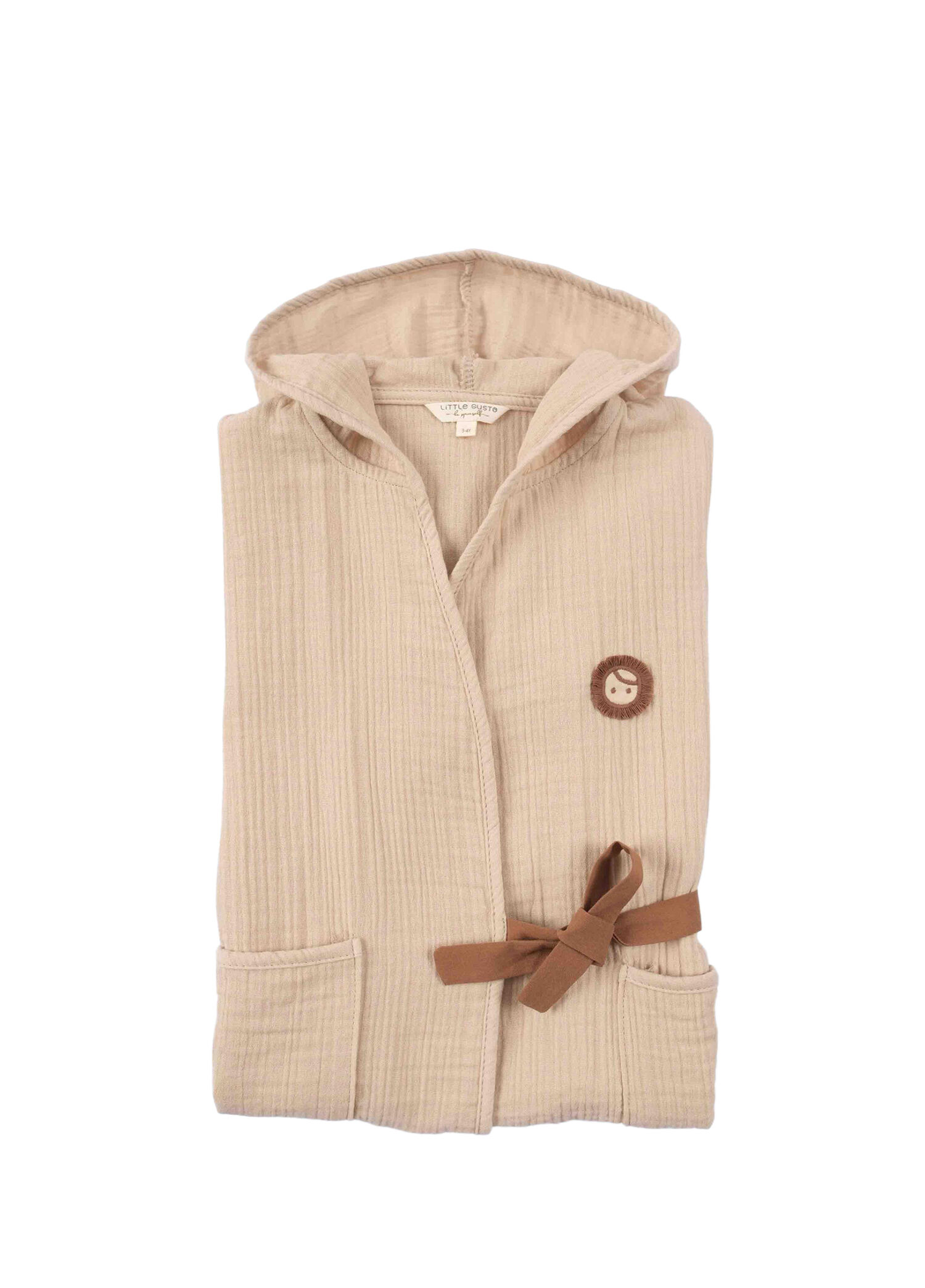Bej Organik Pamuk Müslin Unisex Bebek Çocuk Bornoz