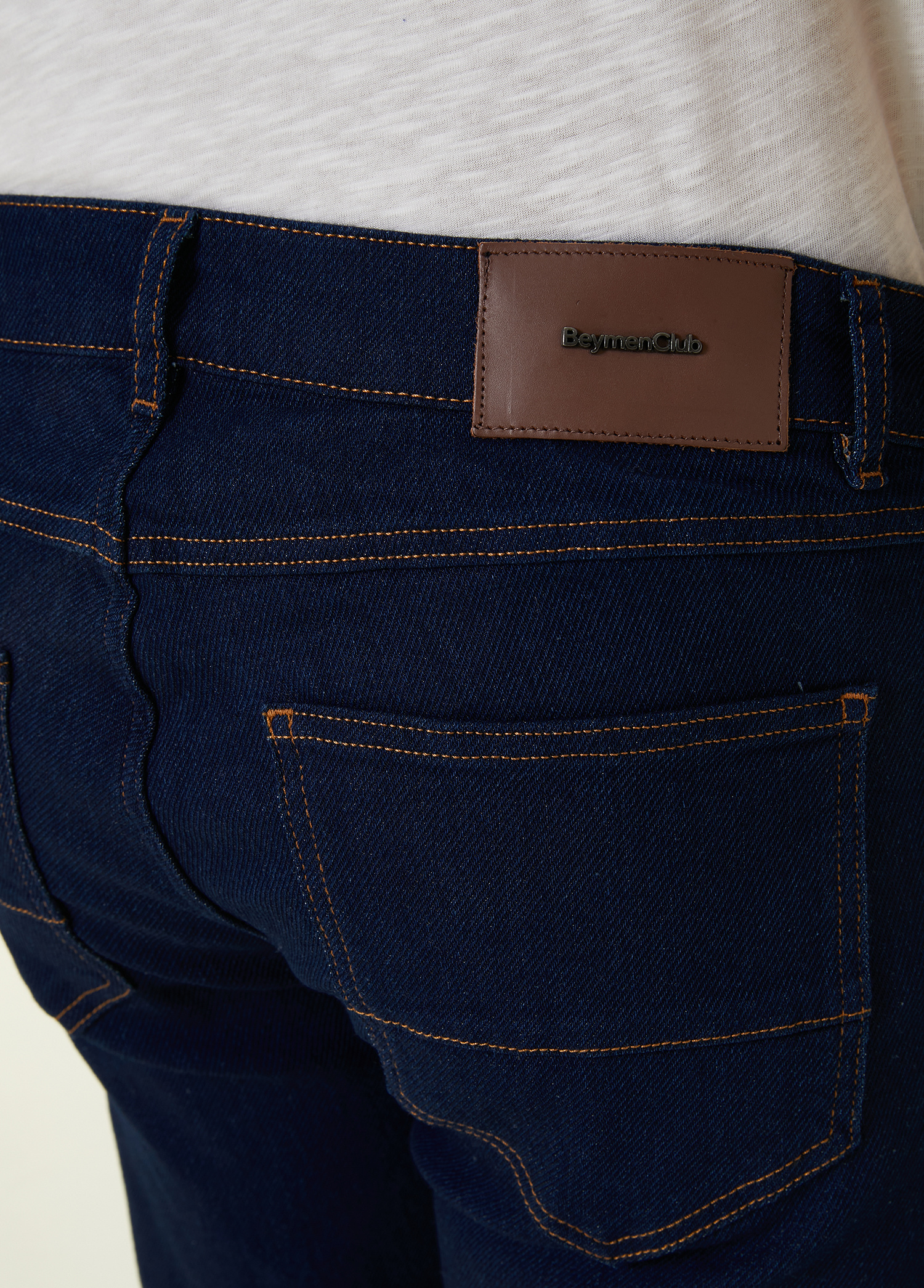 Slim Fit Koyu Lacivert Örme Jean Pantolon_4