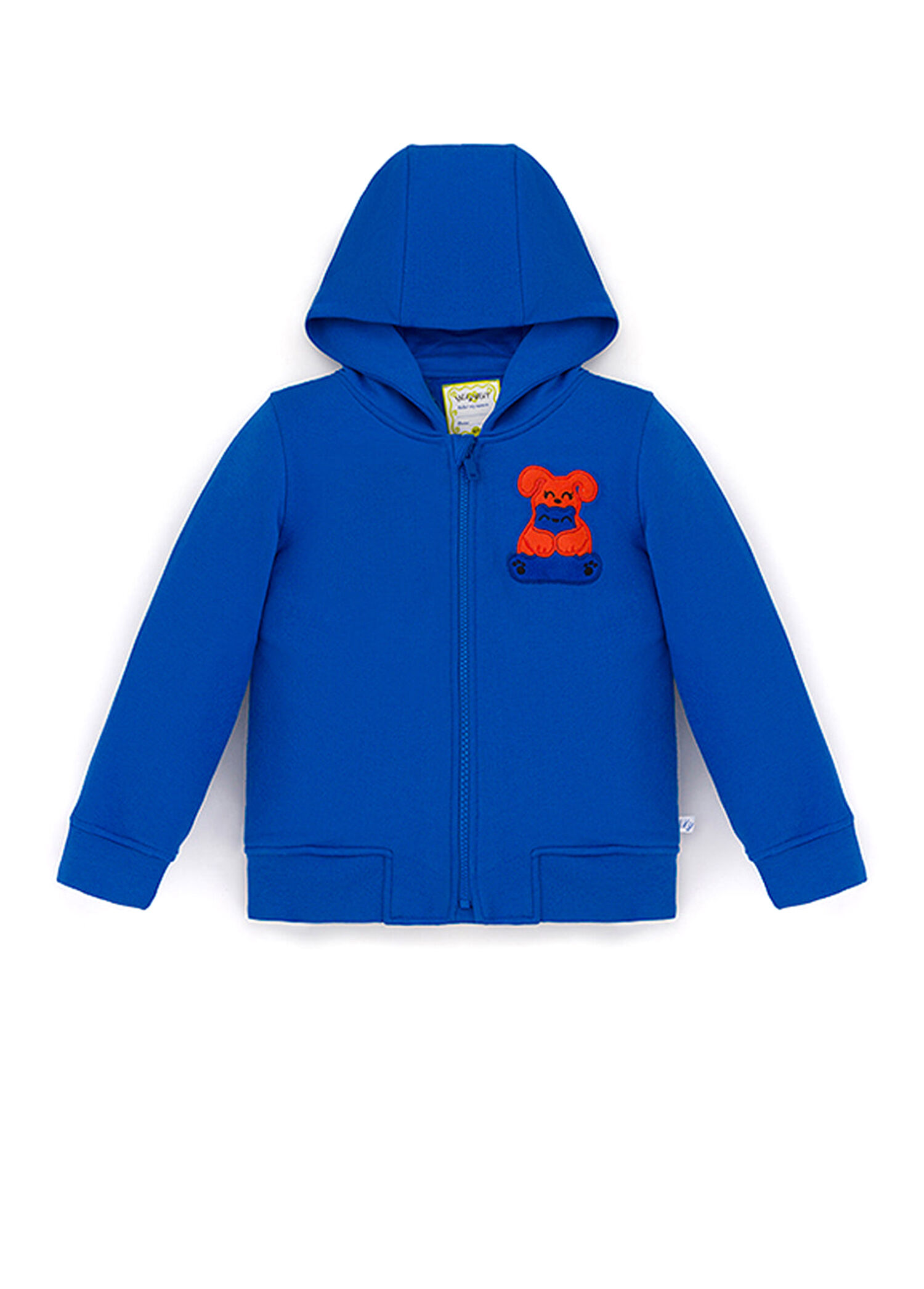 Saks Mavisi Fermuarlı Kapüşonlu Ses Çıkaran Unisex Çocuk Sweatshirt