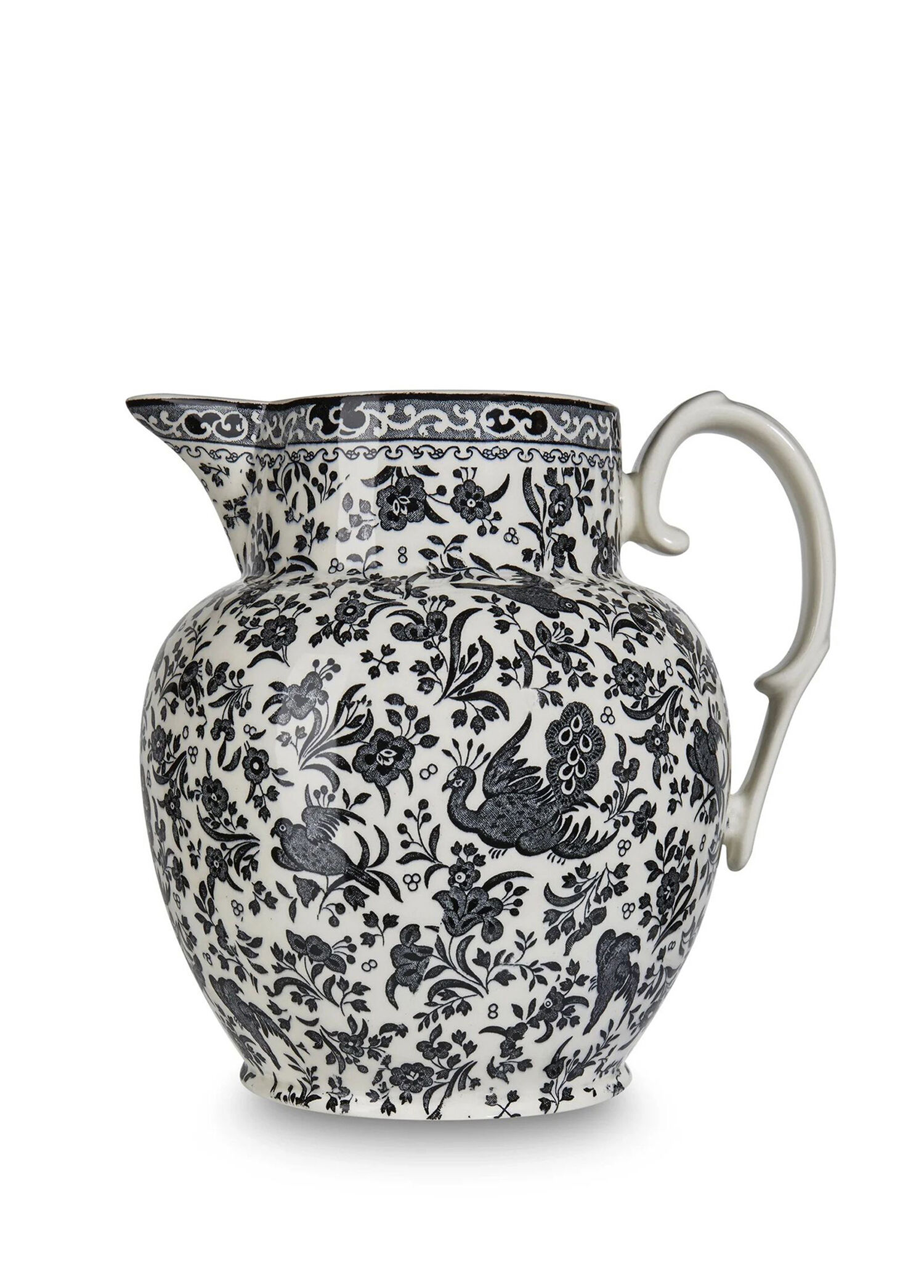 Black Regal Peacock Etruscan Siyah Beyaz Desenli Porselen Sürahi 2,2 lt