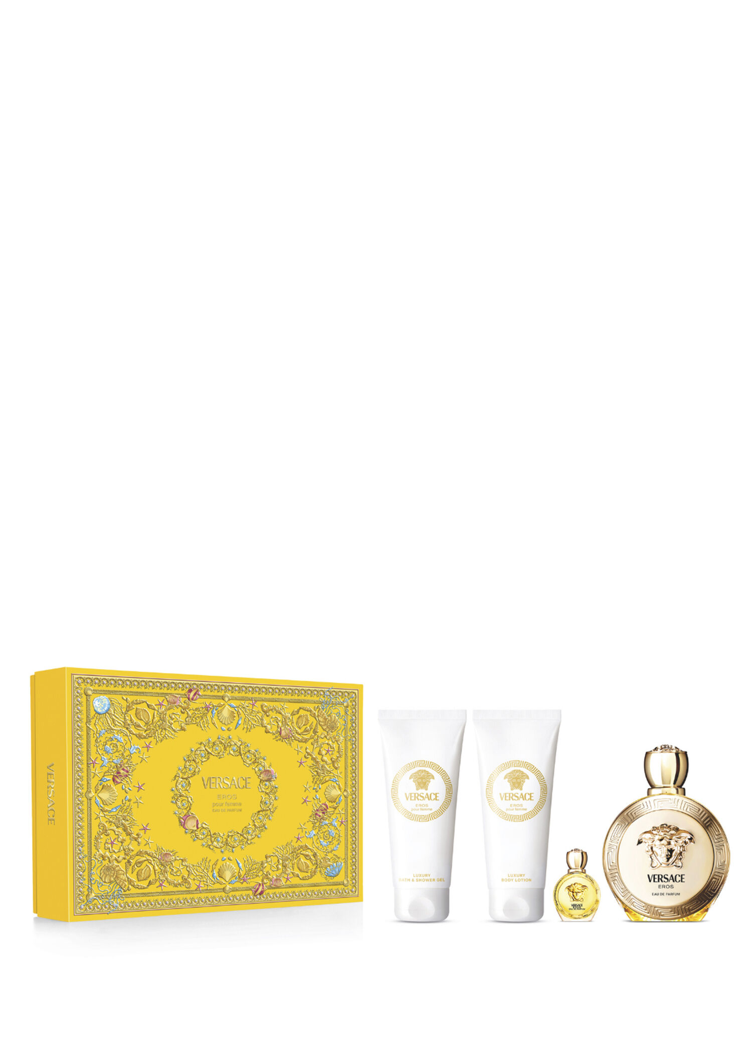 Eros Pour Femme EDP 100 ml Parfüm + 100 ml Duş Jeli + 100 ml Vücut Losyonu + 5 ml Seyahat Boy Kadın Parfüm Seti