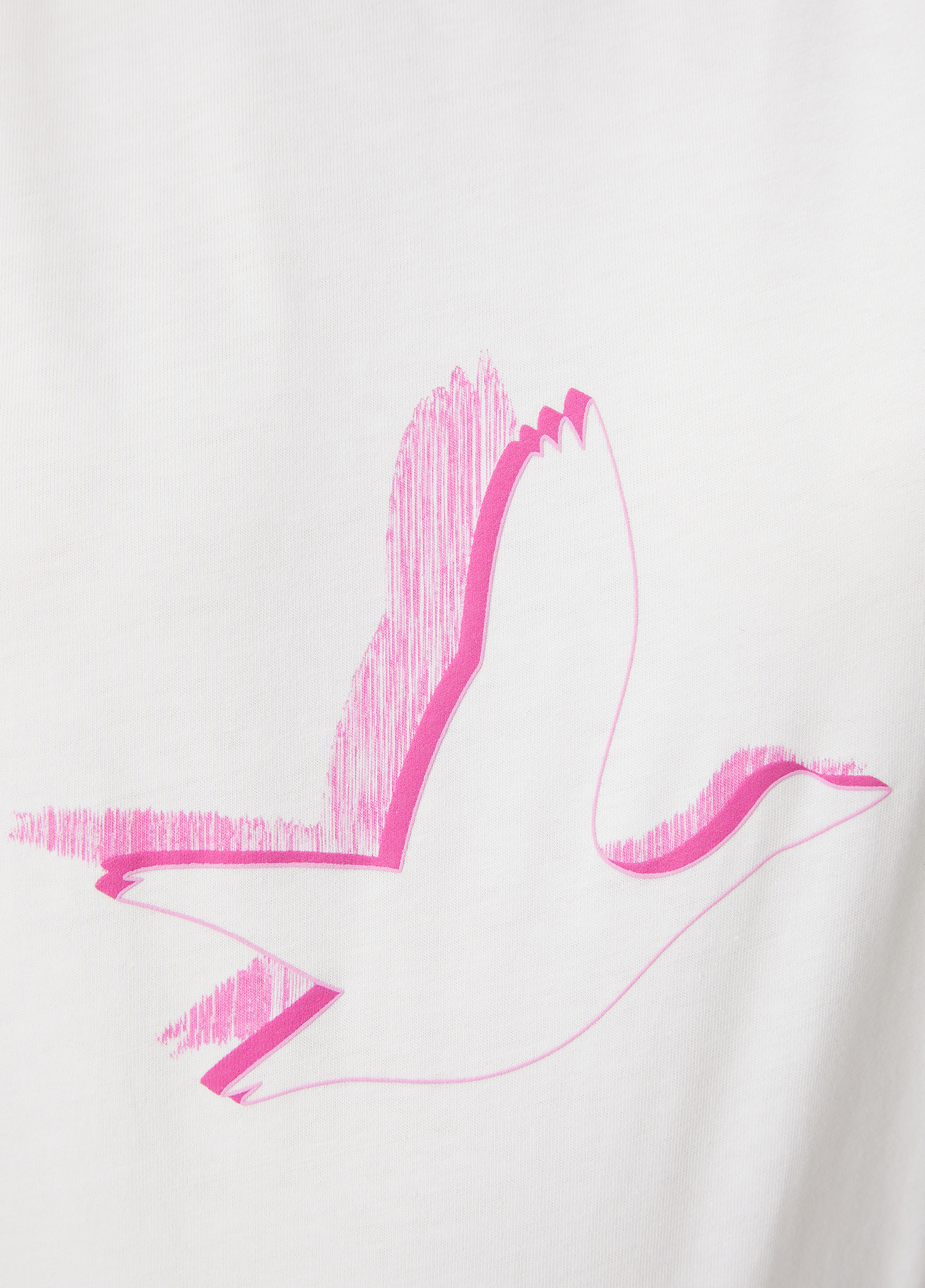Beyaz Pembe Logo Baskılı T-shirt_5
