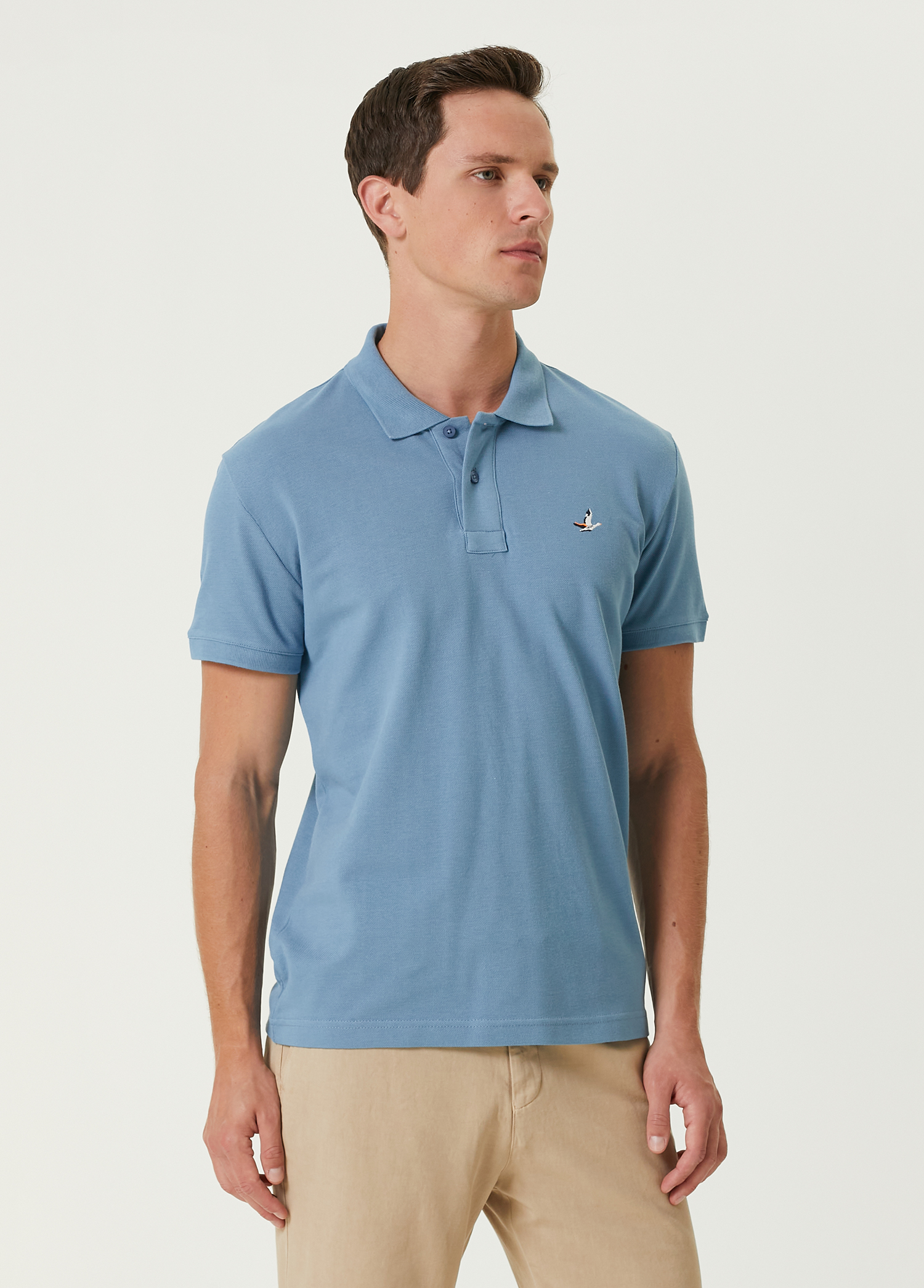 Slim Fit Mavi Polo Yaka T-shirt_1