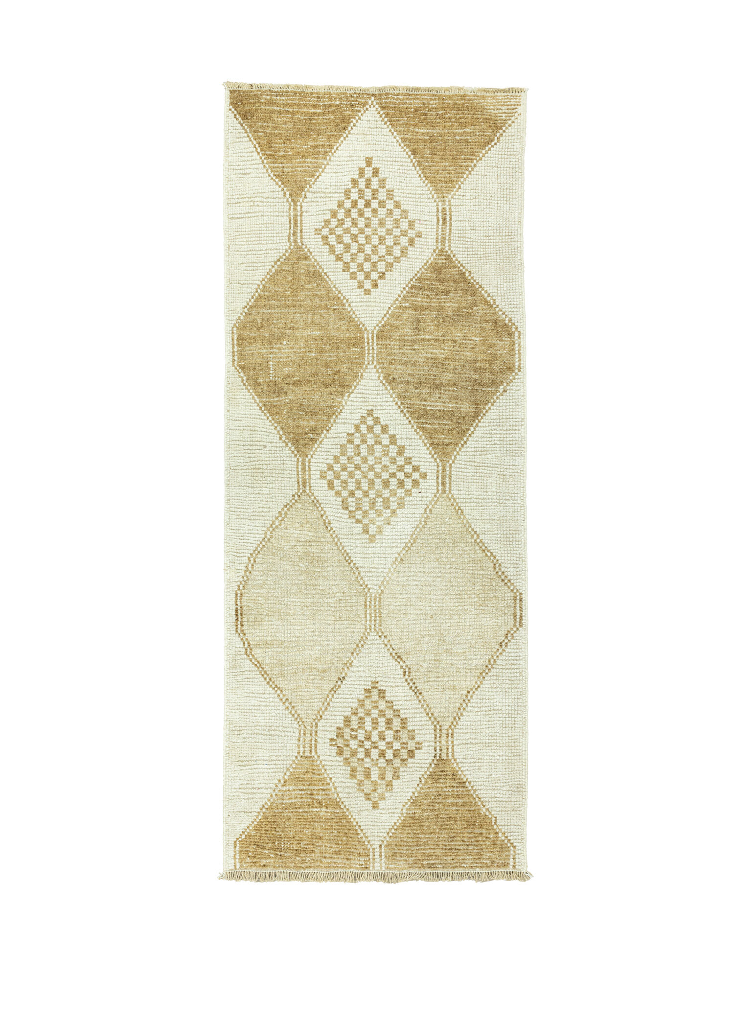 Mercan Geometrik Desenli Yün Yolluk 89 x 229 cm