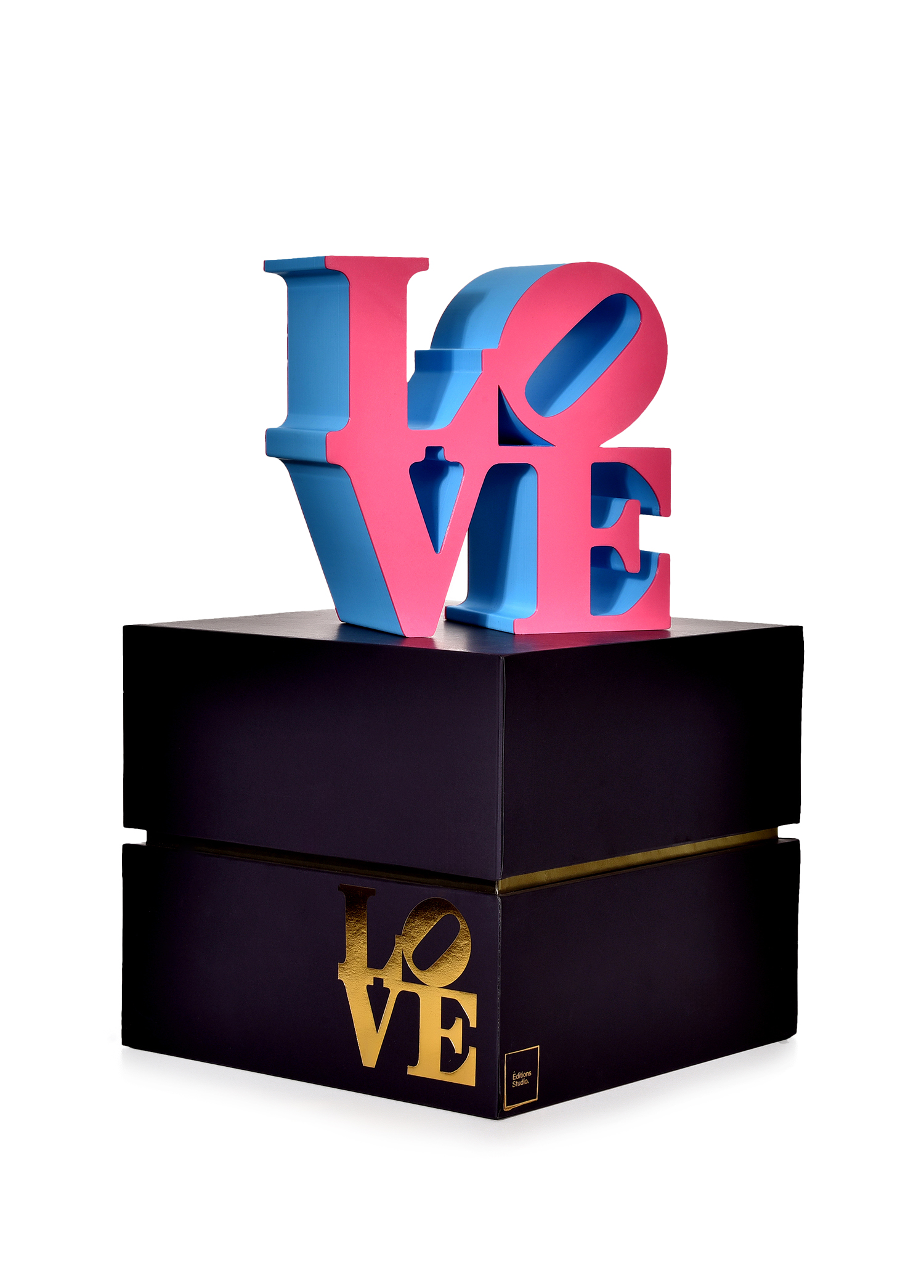 Robert Indiana Love Medium Mavi Pembe Heykel