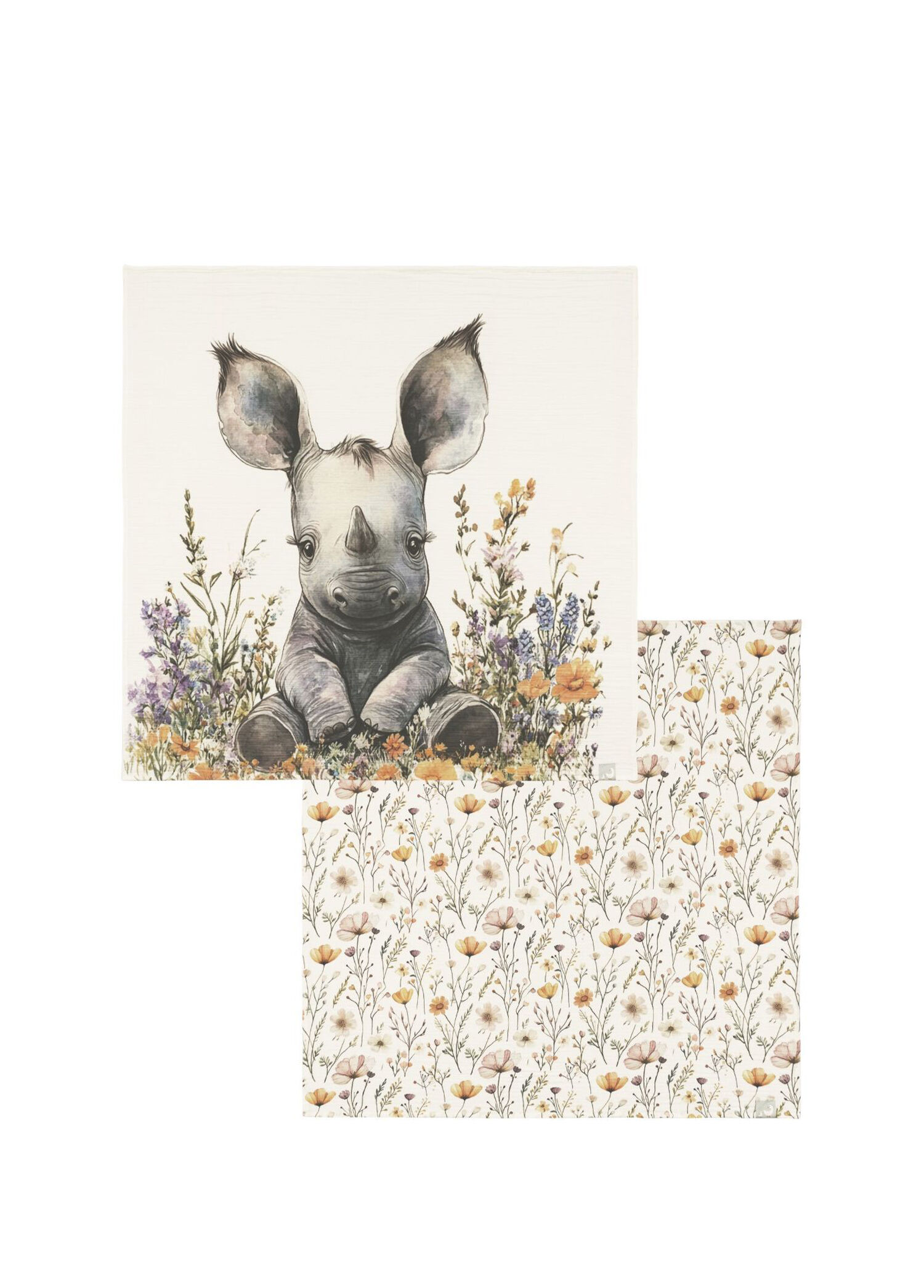 Bloomie & Rina Rhino Pamuklu Müslin 2'li Bebek Örtüsü Seti