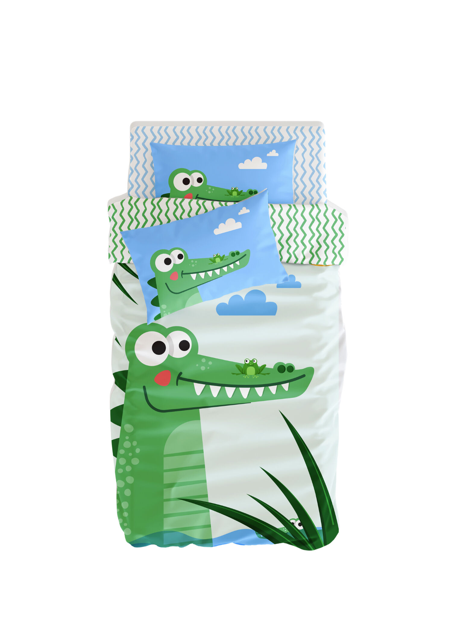 Croc-a-Dream Renkli Pamuk Saten Çift Taraflı Çocuk Nevresim Seti 140 x 200 cm