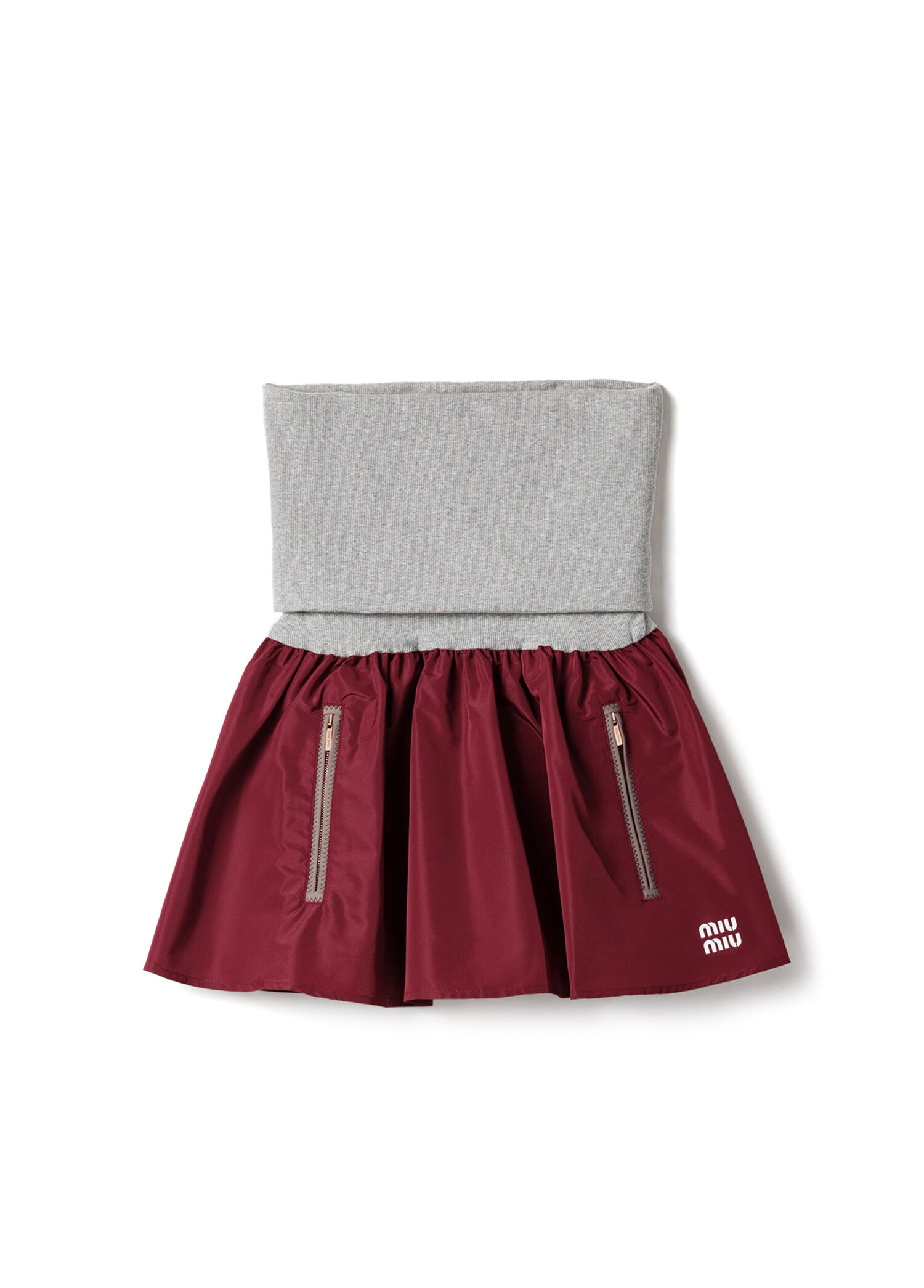 Bordo Teknik Kumaş Mini Kadın Etek