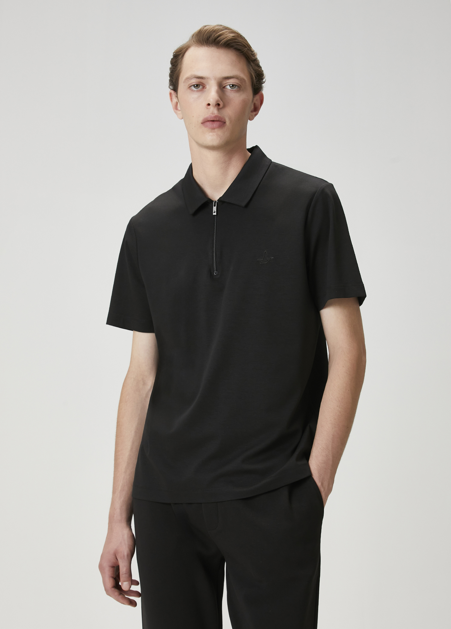 Comfort Fit Siyah Polo Yaka T-shirt_2