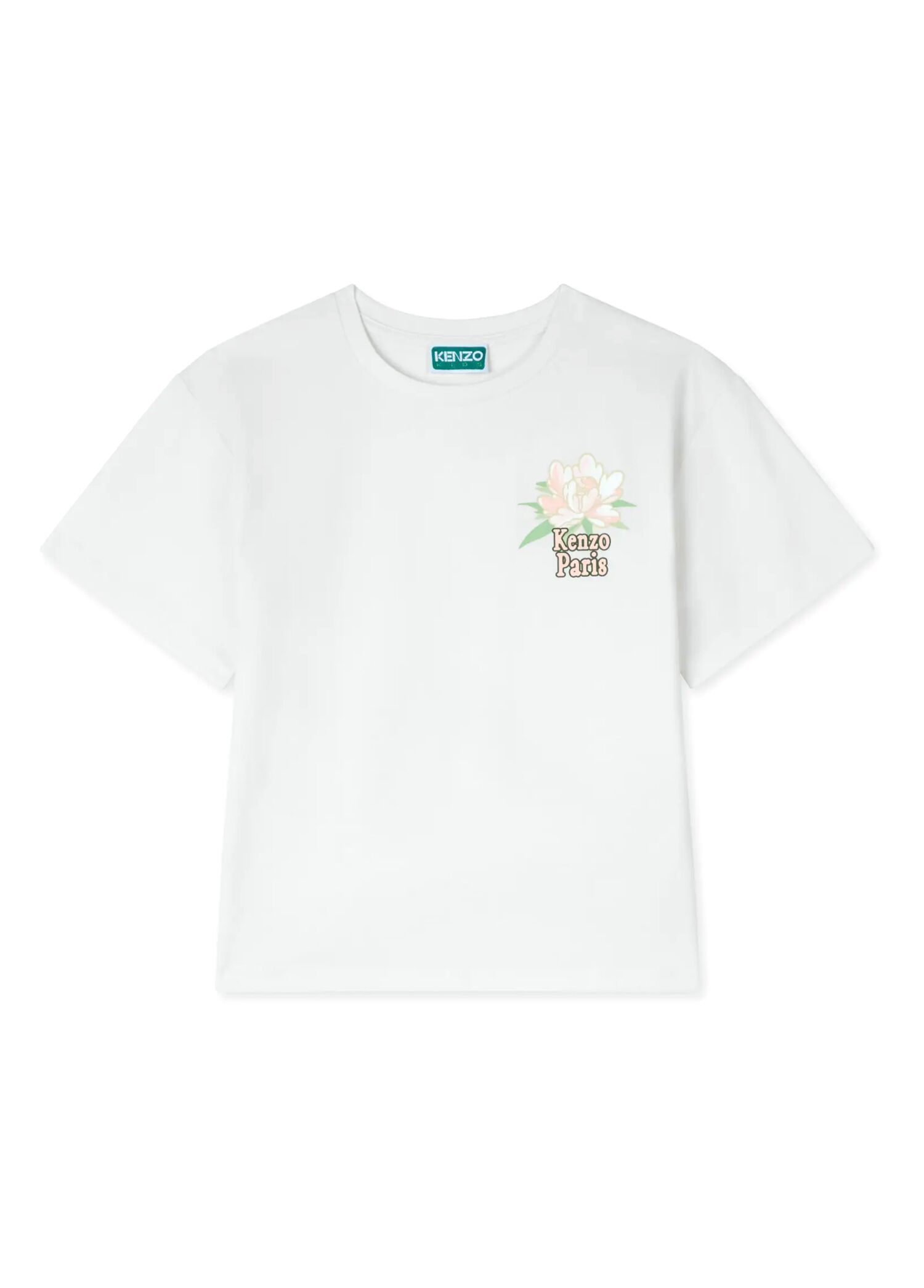 Beyaz Logo Baskılı Kız Çocuk T-shirt