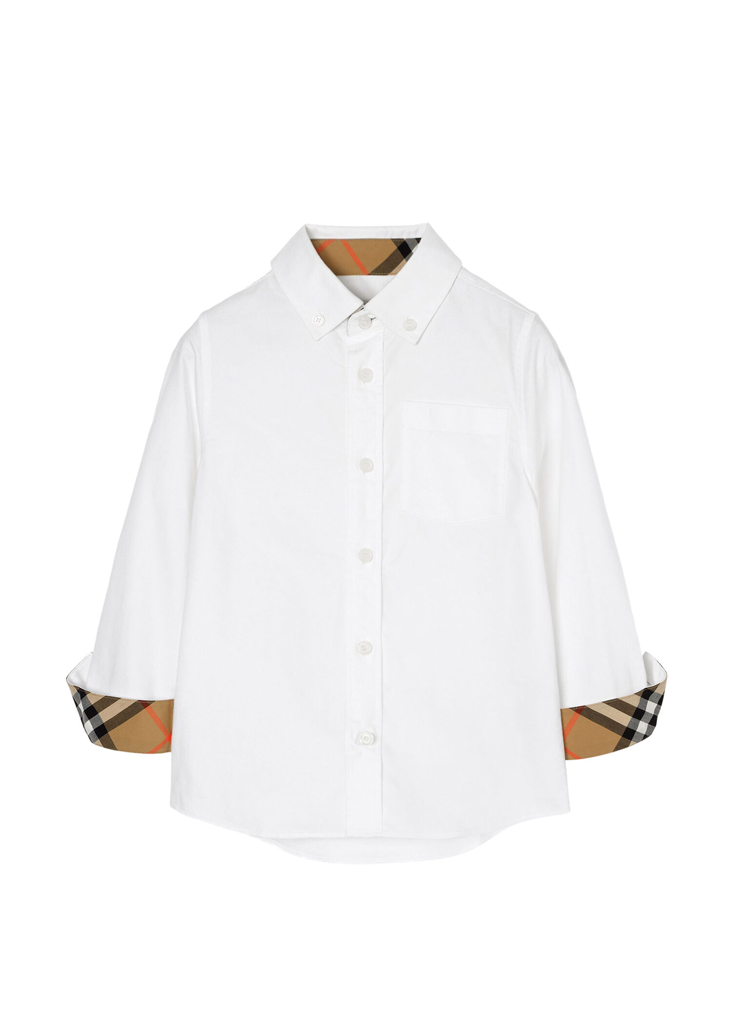 Owen Check Beyaz Pamuklu Uzun Kollu Unisex Çocuk Gömlek