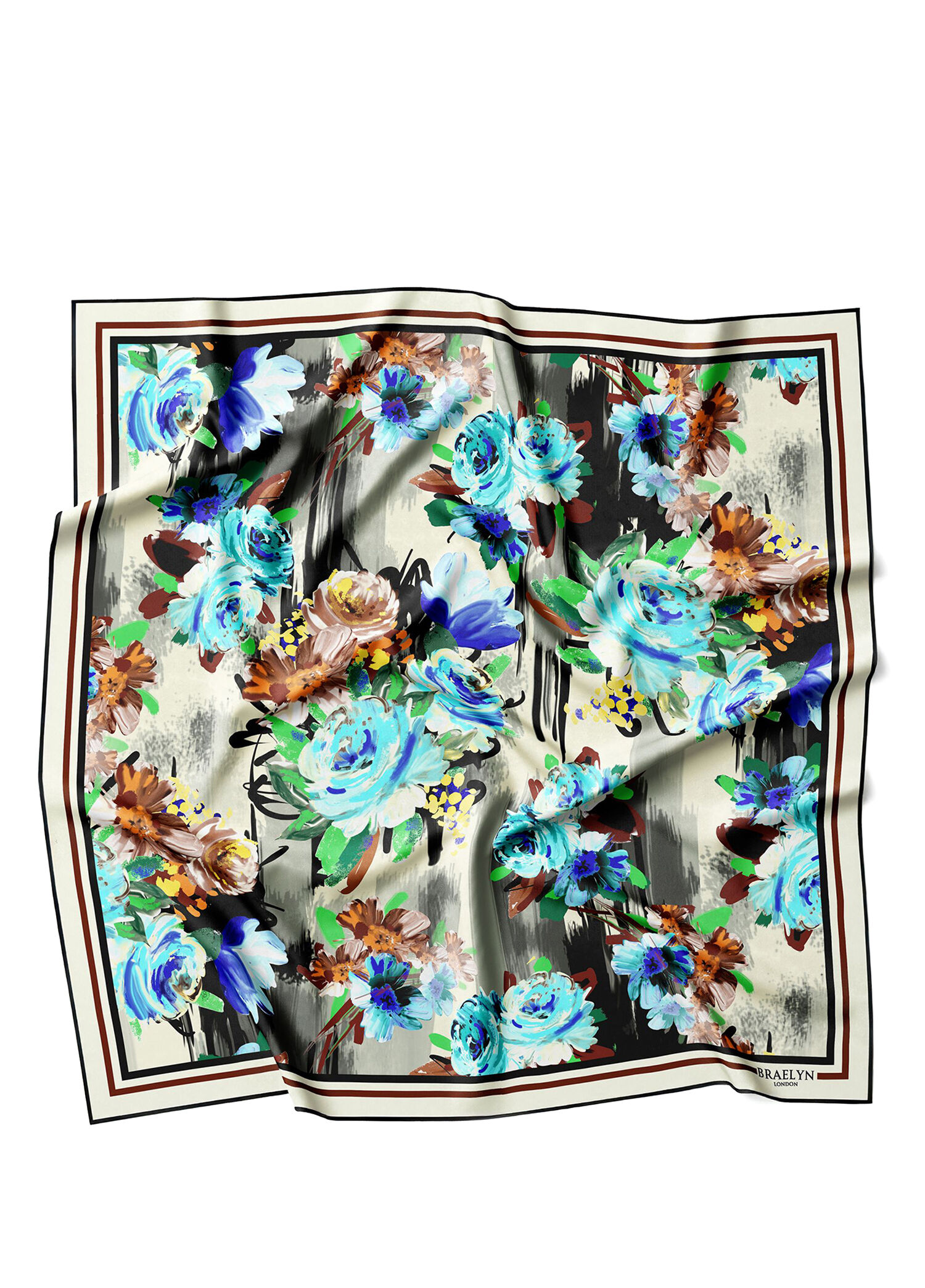 Blue Reverie Twill Desenli İpek Kadın Eşarp