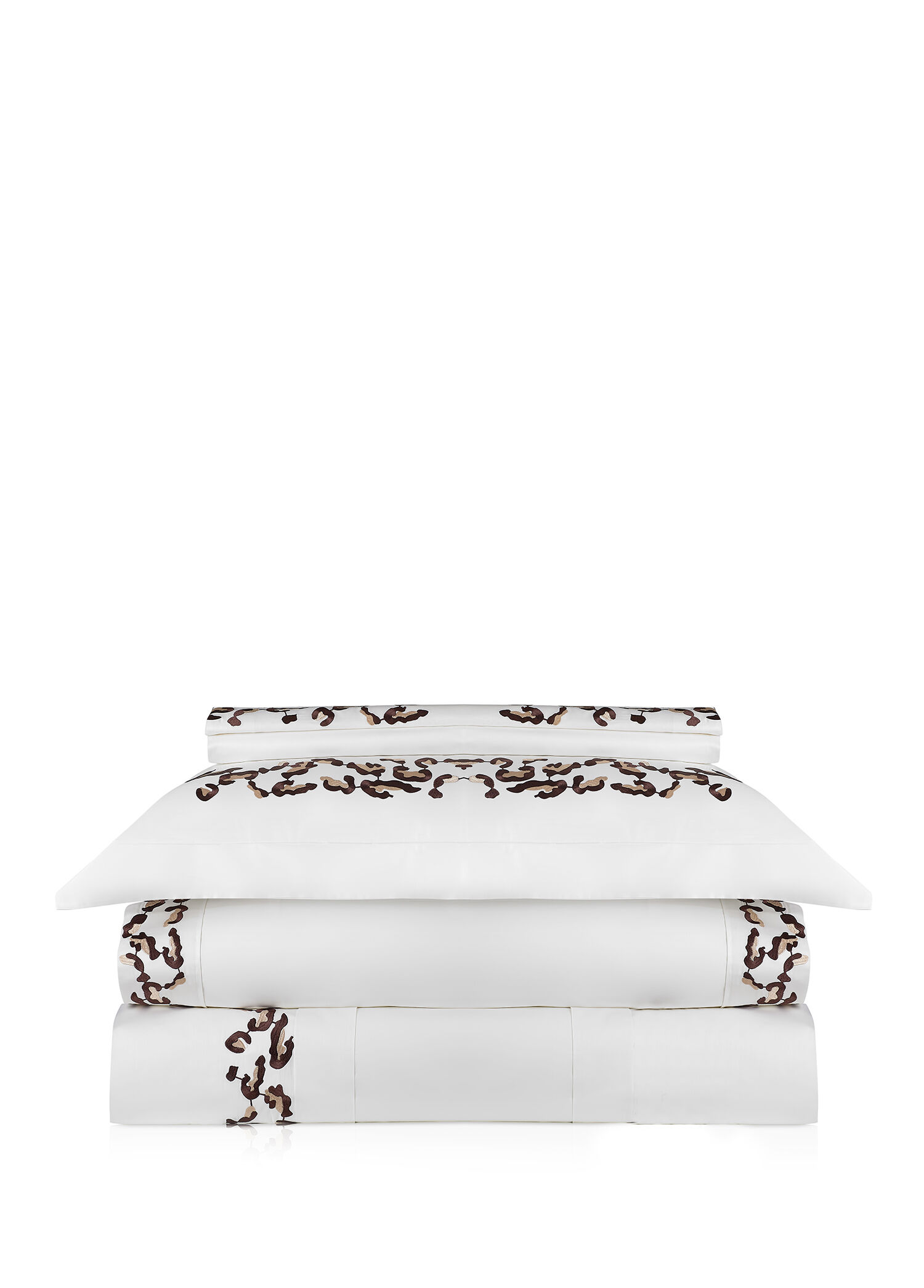 Luxury Leopar Nakıșlı Beyaz Pamuk Saten Çift Kişilik Nevresim Takımı 200 x 220 cm