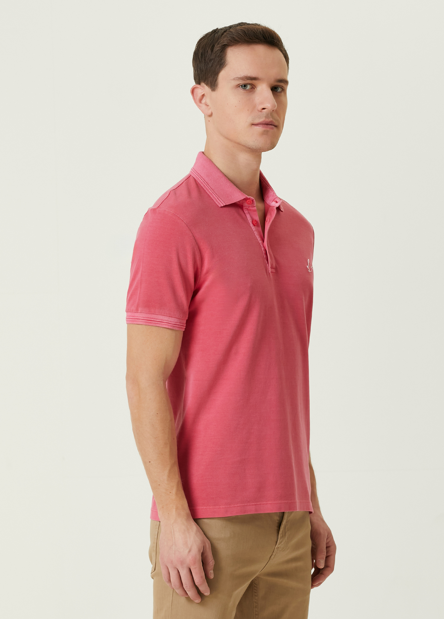 Slim Fit Koyu Pembe Polo Yaka T-shirt_3