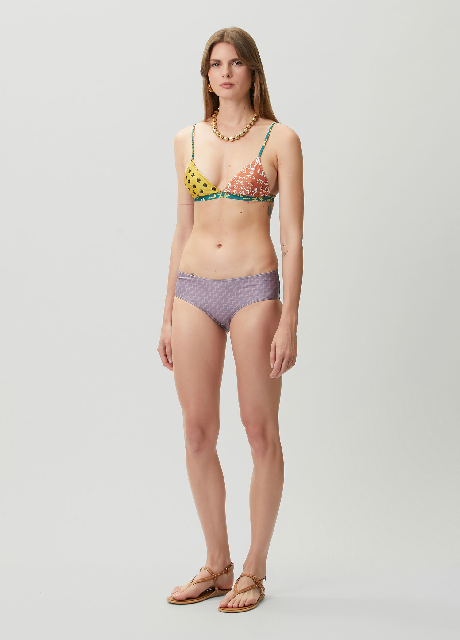 Mor Desenli Bikini Altı
