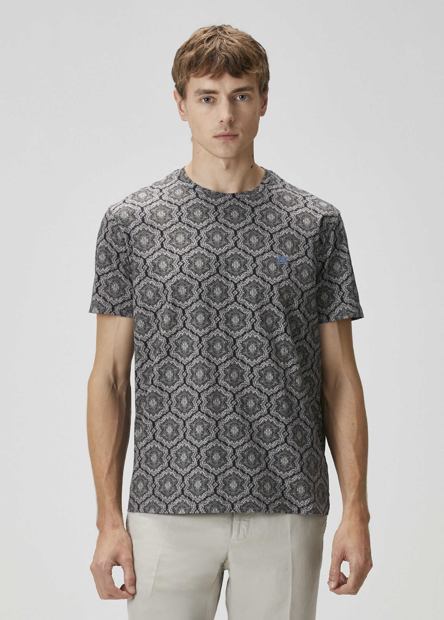 Lacivert Logo Desenli T-shirt