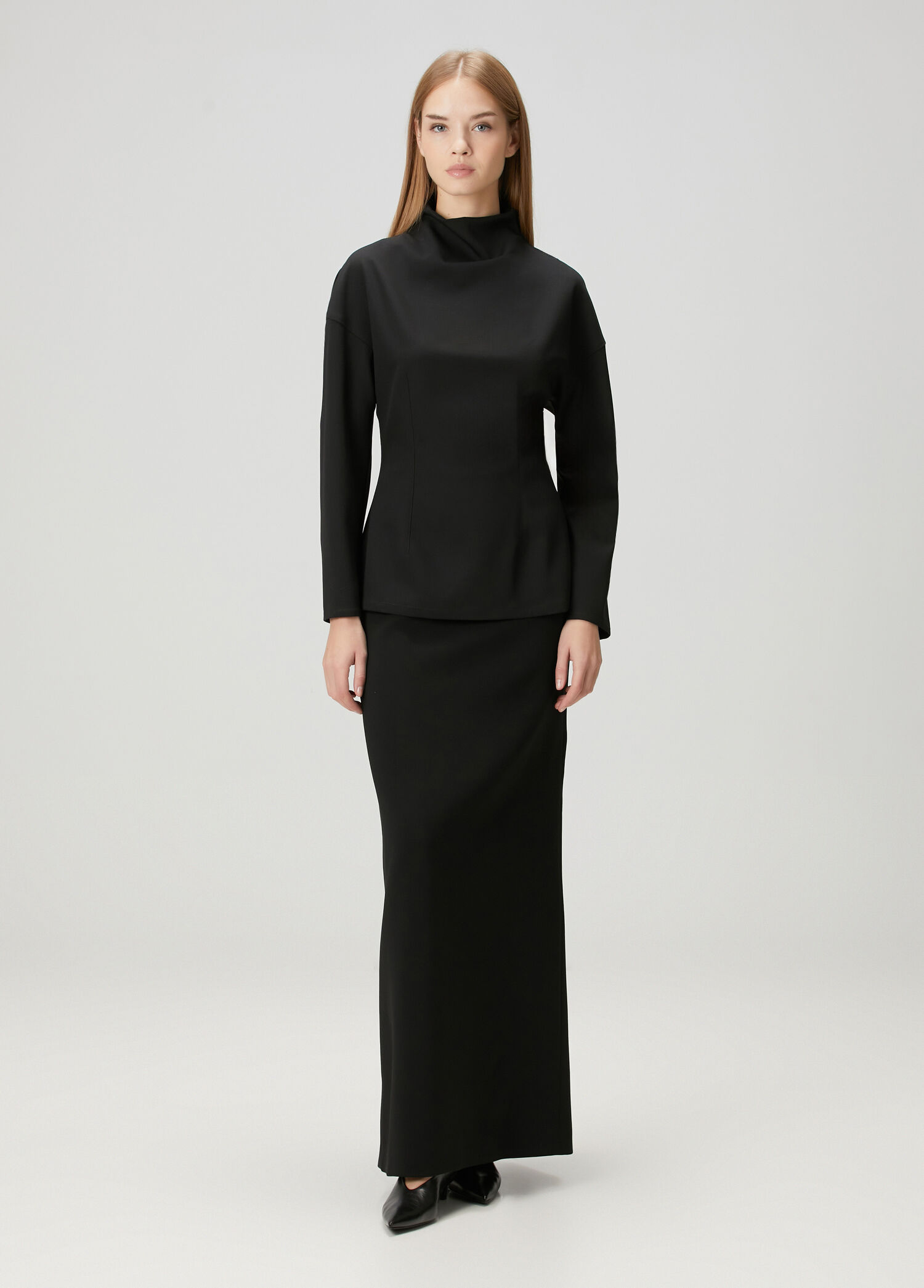 Black Maxi Wool Skirt