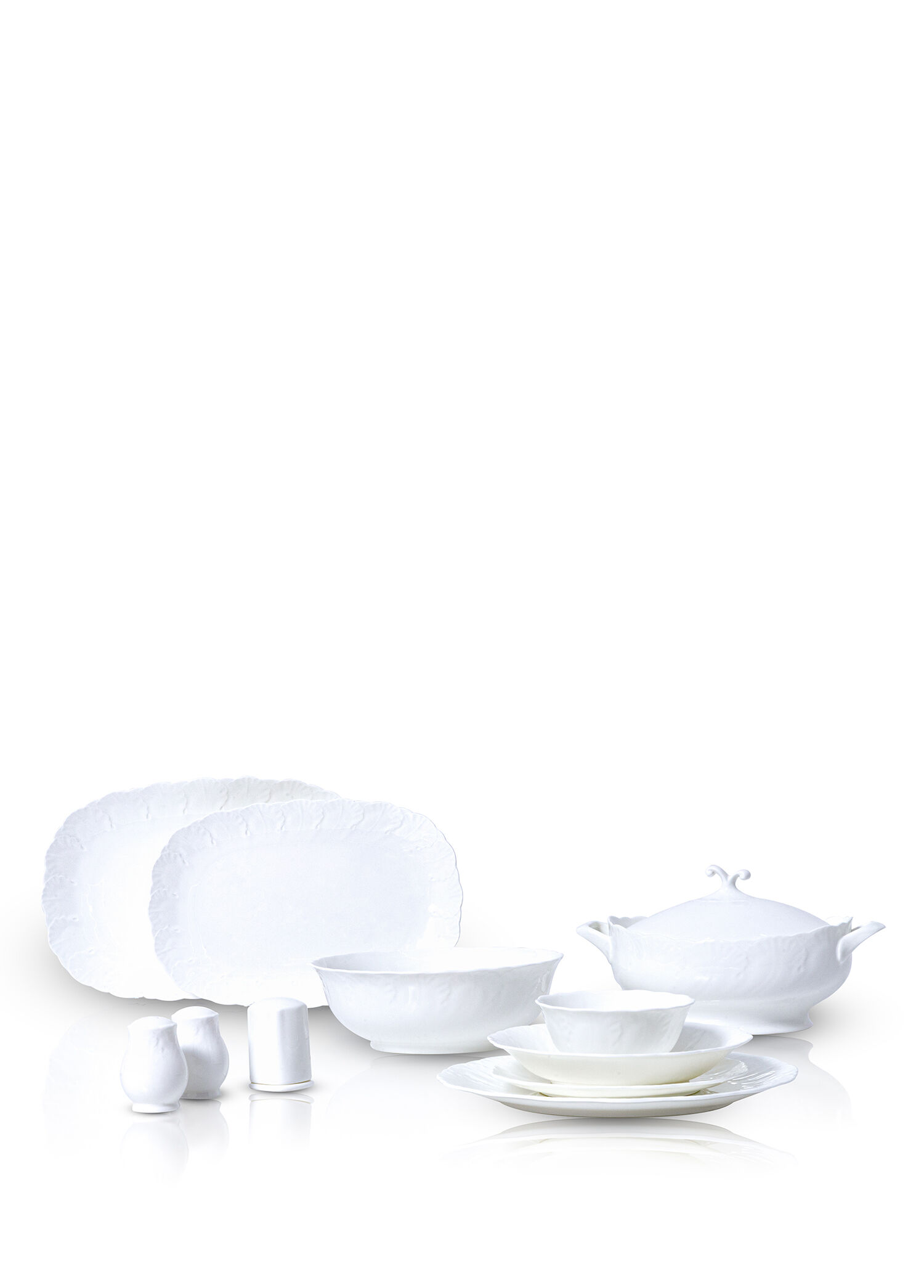 Tiffany Sade Beyaz Bone China 60 Parça 12 Kişilik Yemek Takımı