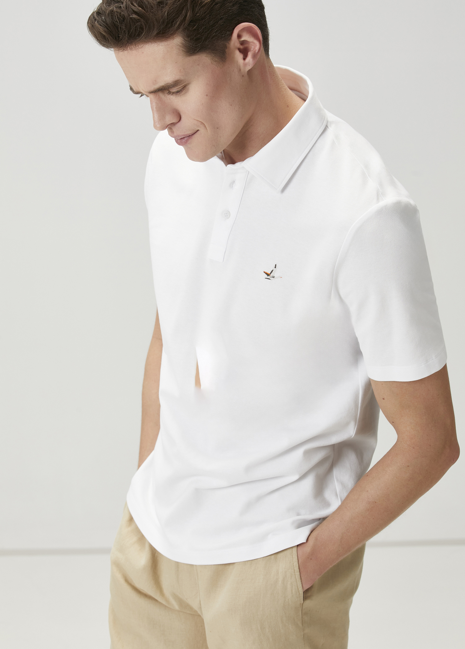 Comfort Fit Beyaz Polo Yaka T-shirt_1