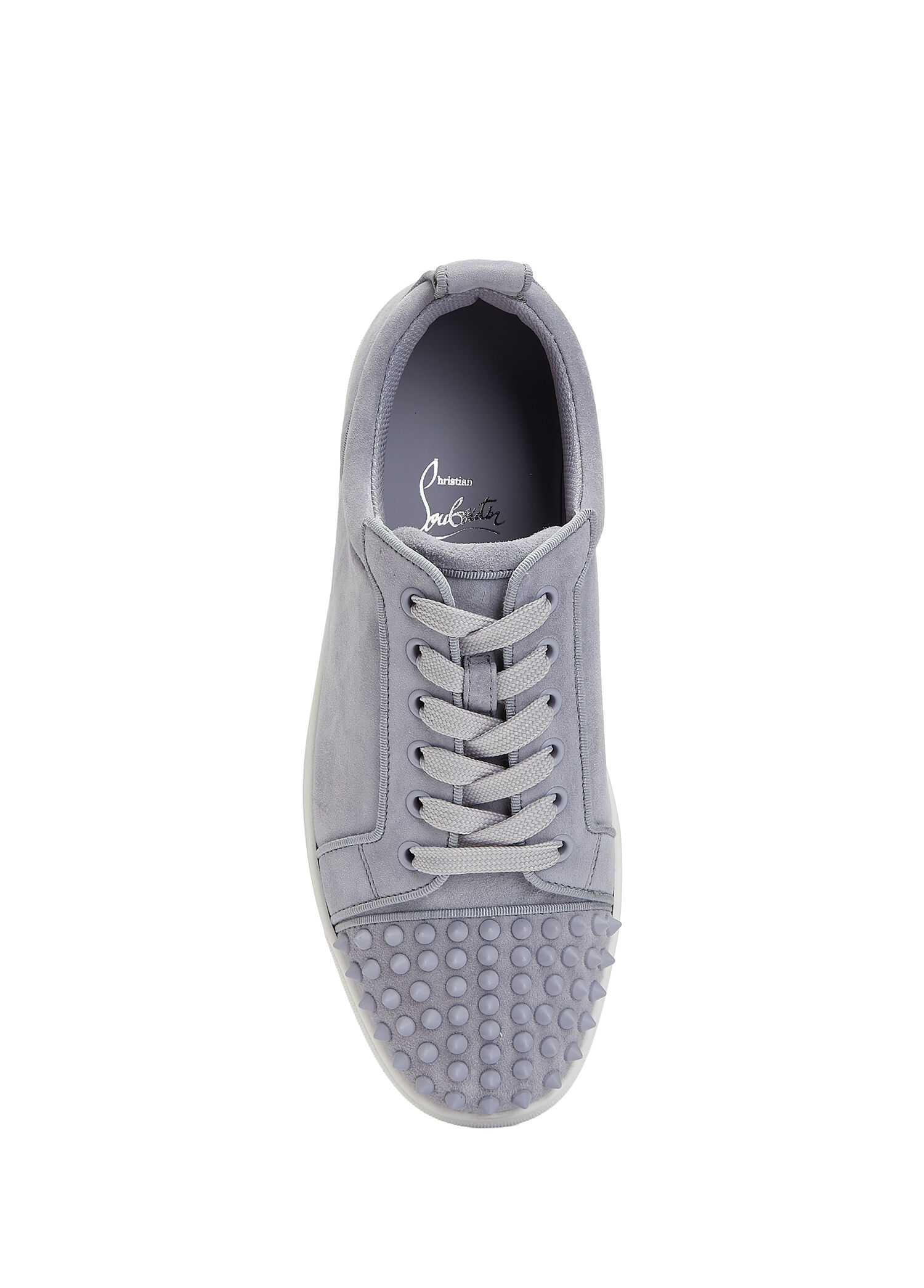 Christian Louboutin シルバー メンズ 27.5〜28cm Christian Louboutin Gri Erkek Louis Junior Spikes Gri Erkek Nubuk