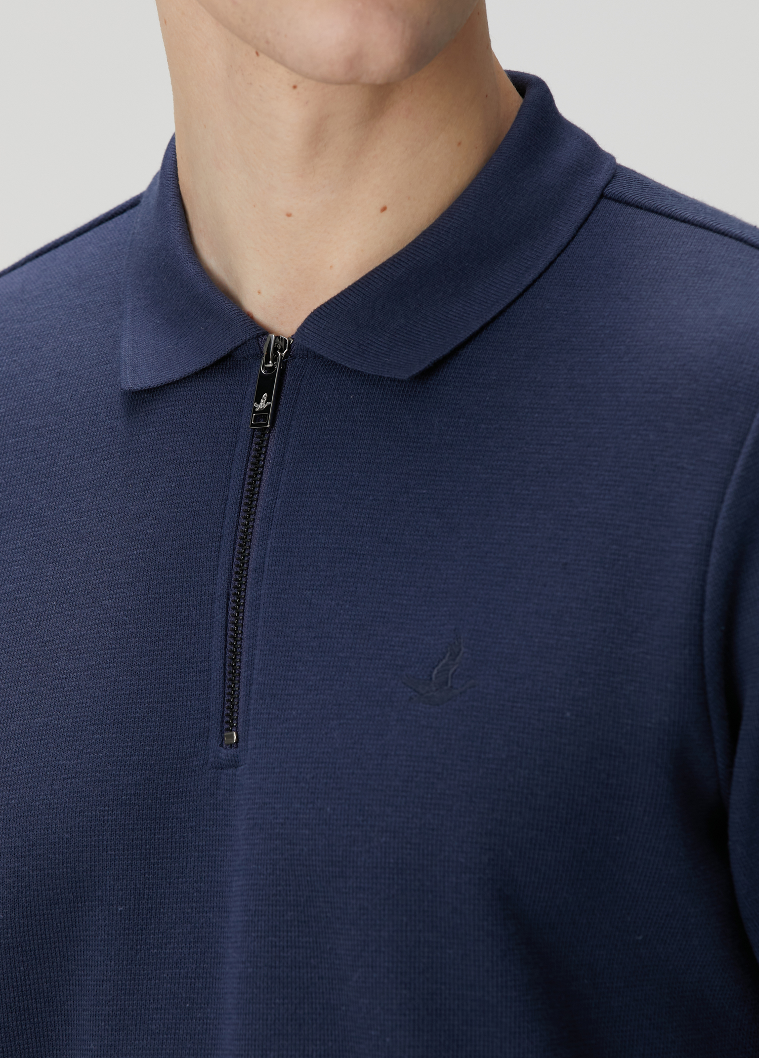 Lacivert Polo Yaka Sweatshirt_4