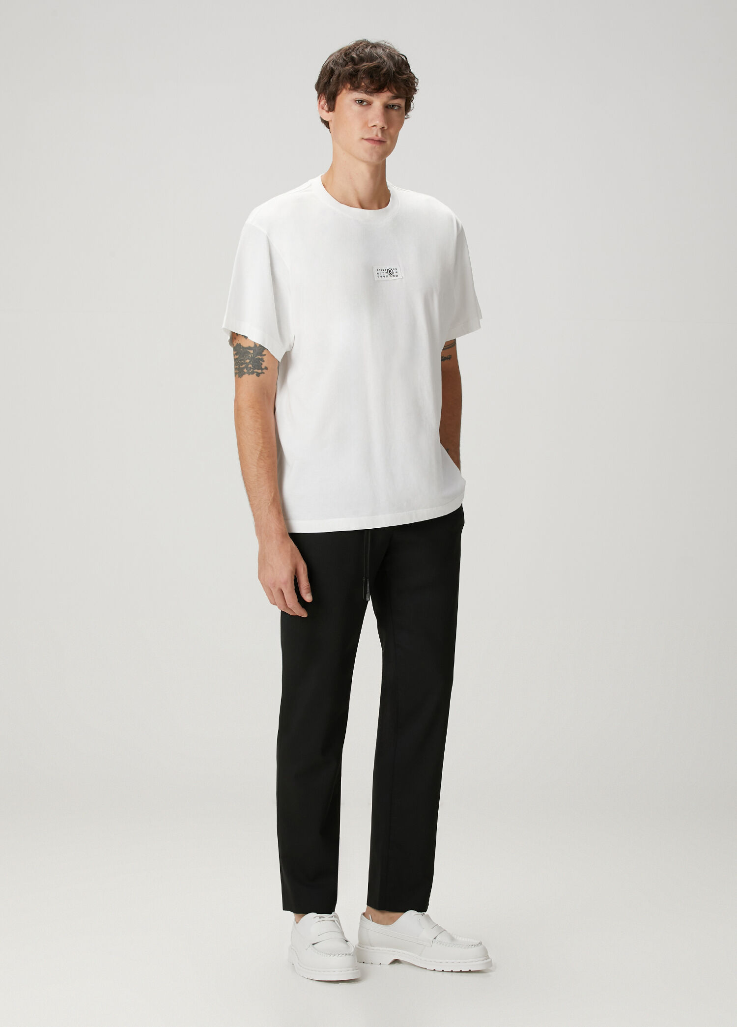 MM6 Maison Margiela Kırık Beyaz Erkek Kırık Beyaz Logo Detaylı T
