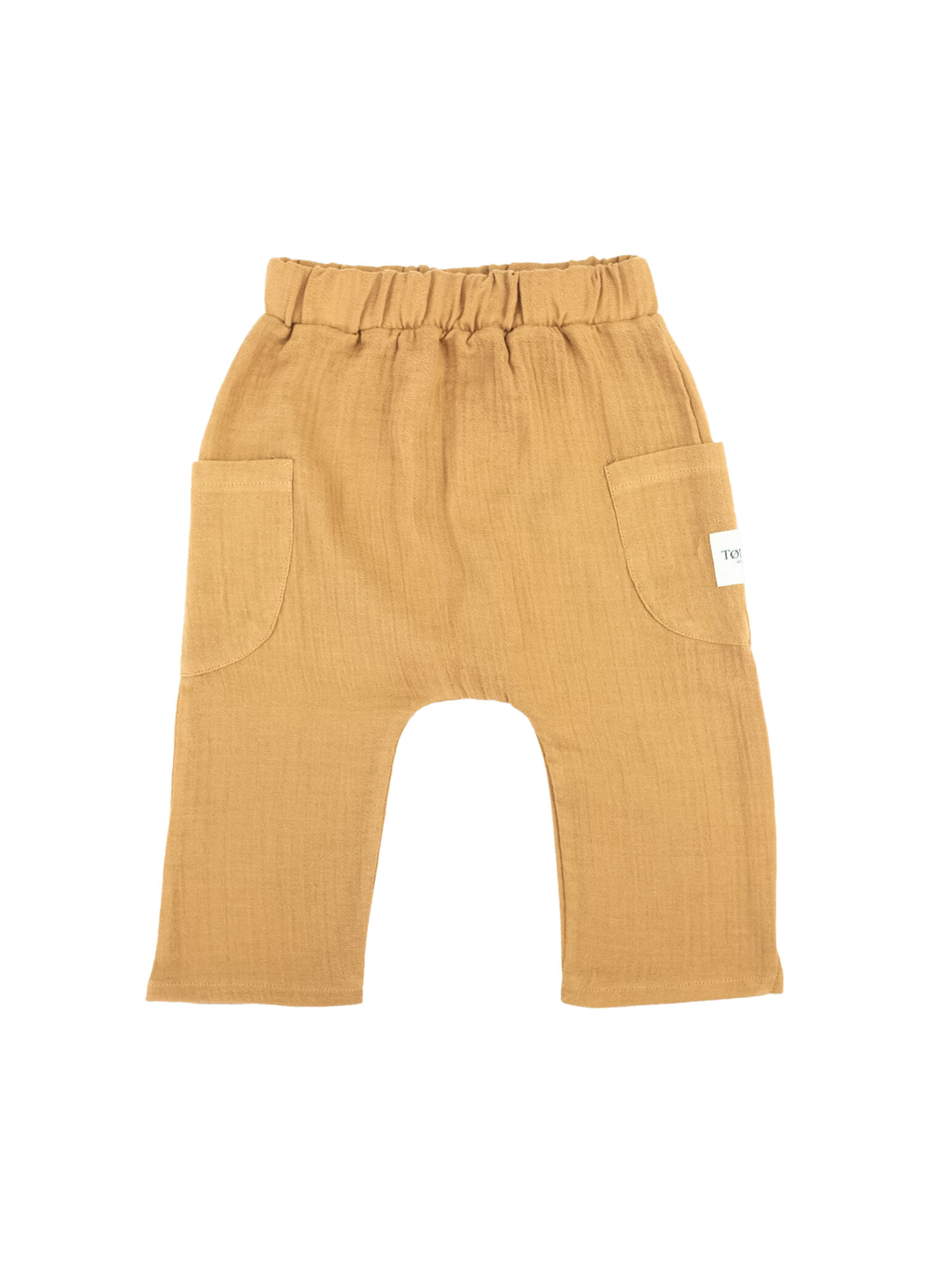 Camel Kahverengi Müslin Cepli Unisex Bebek Pantolon