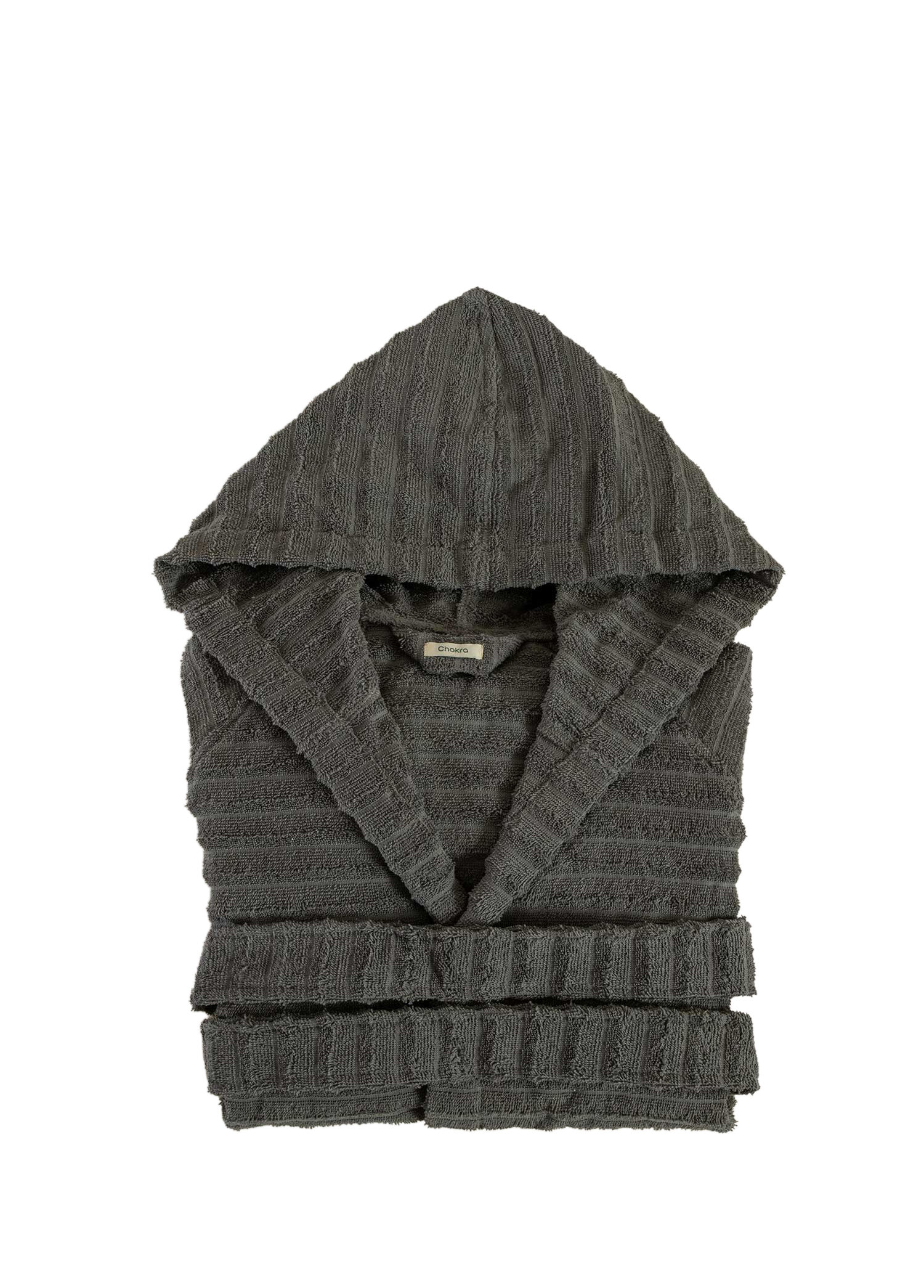 Waved Antrasit %100 Pamuk Unisex Bornoz