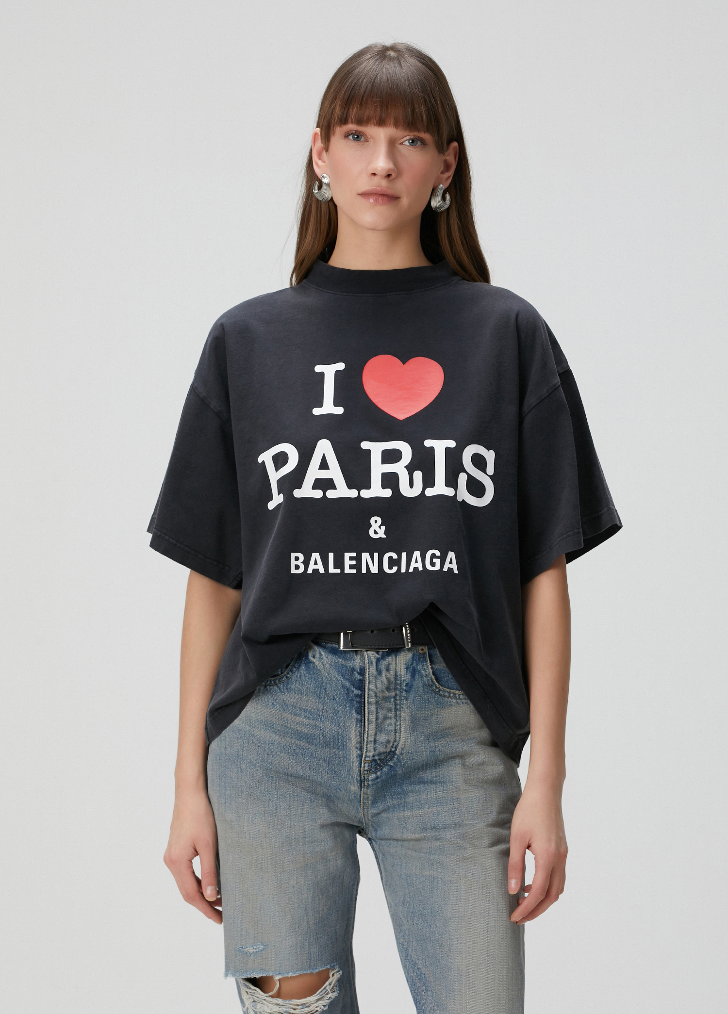 Balenciaga - I Love Paris Oversized Black T-Shirt