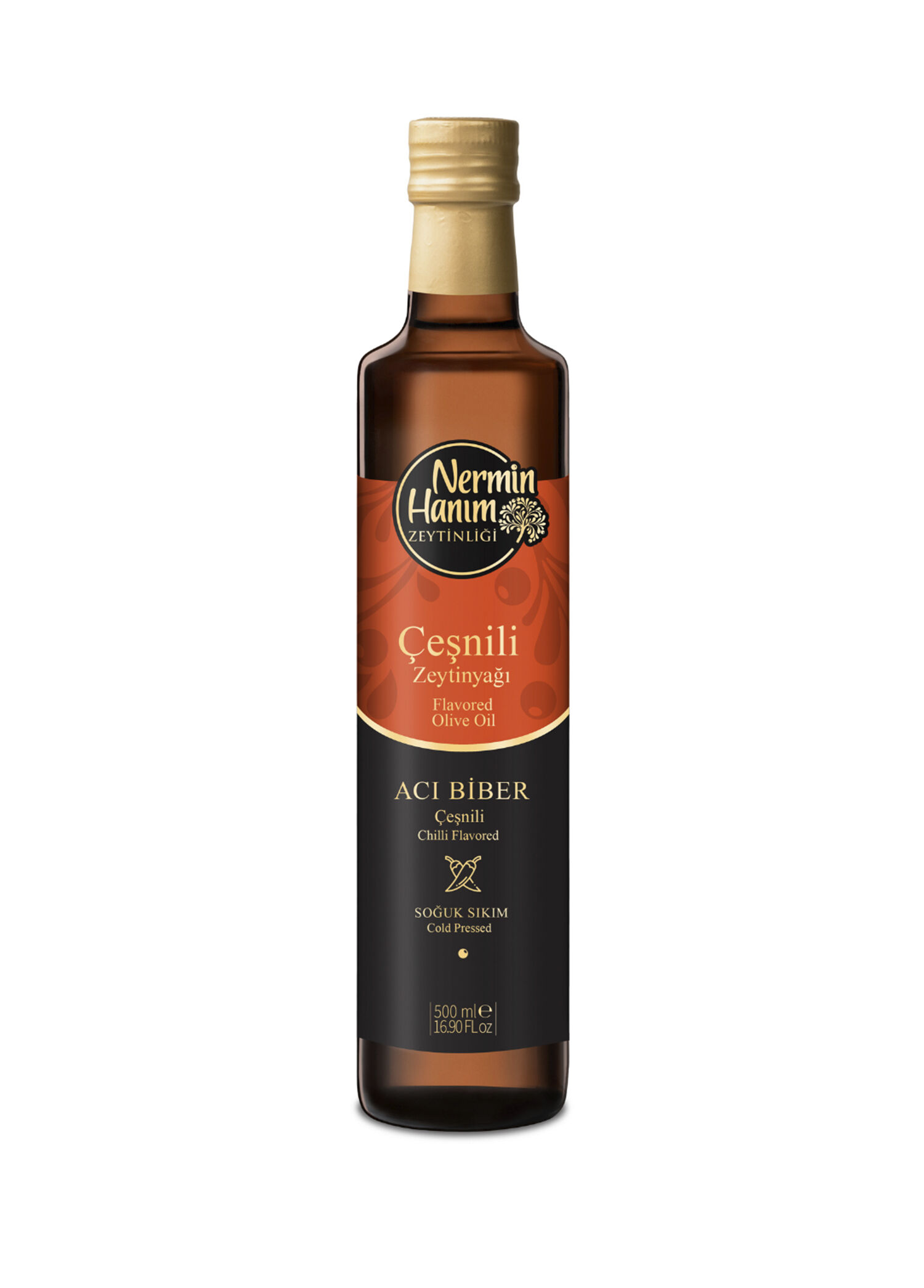Acı Biber Çeşnili Soğuk Sıkım Zeytinyağı 500 ml