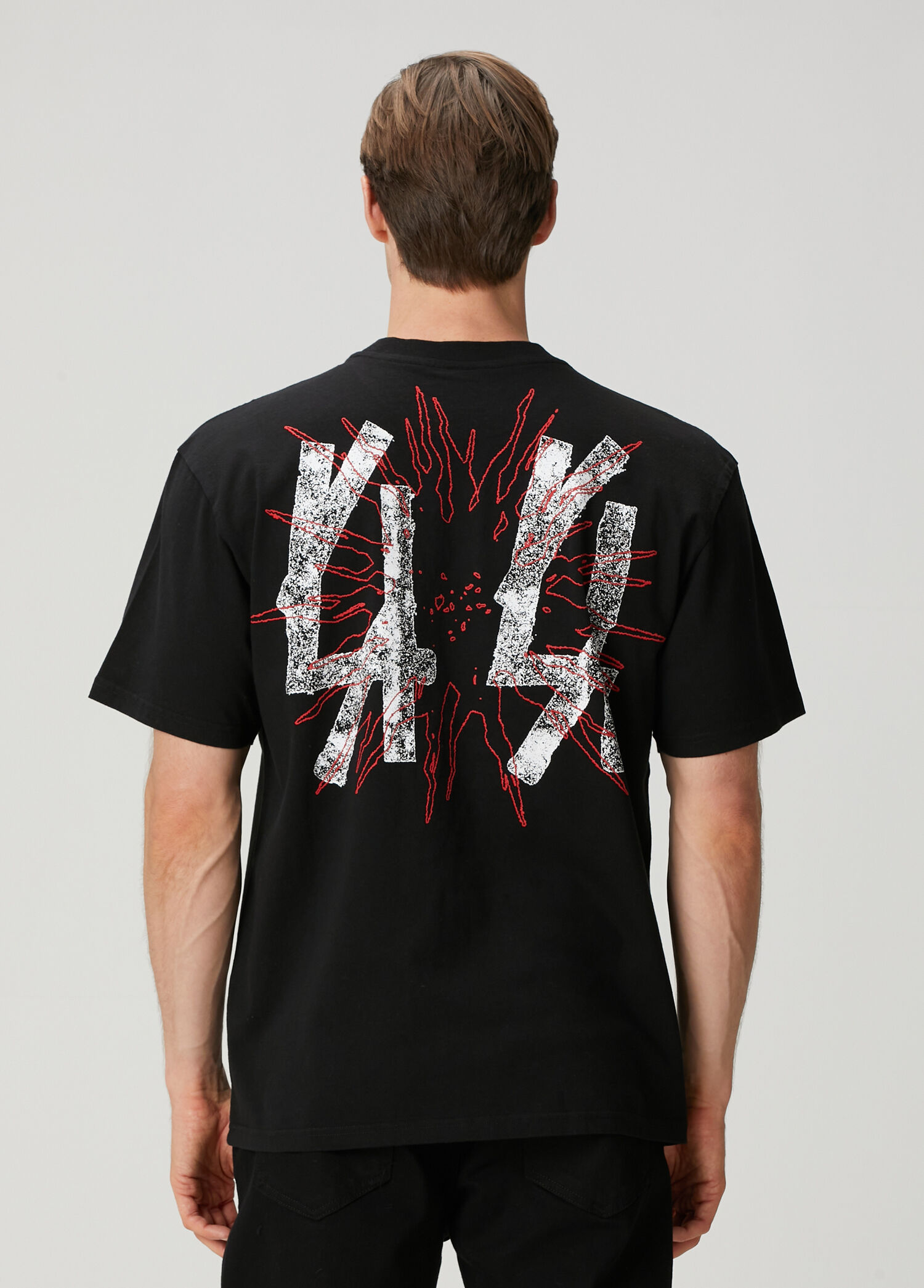 Siyah Slogan Baskılı T-shirt