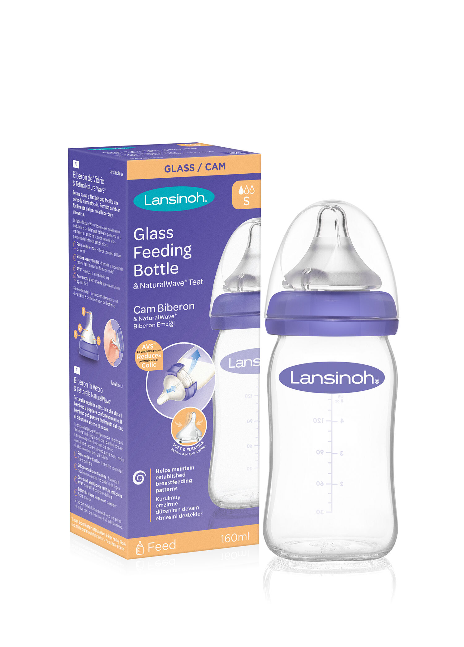 Cam Biberon & NaturalWave® 3 Ay + Biberon Emziği 240 ml