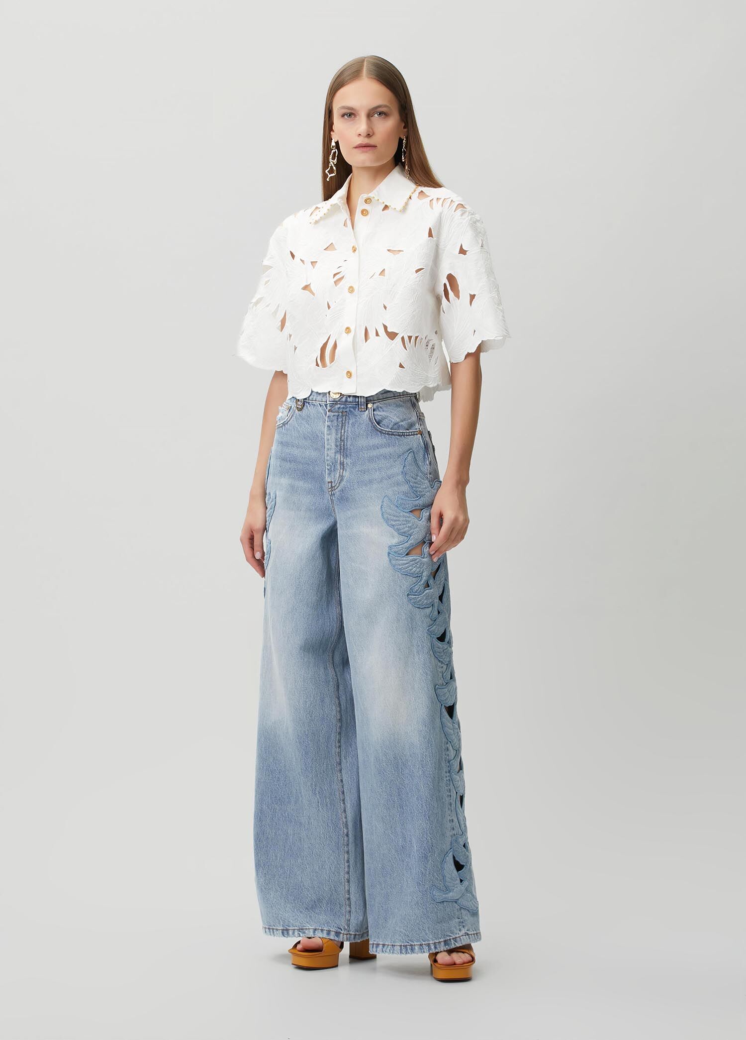 Zimmermann Mavi Kadın Alchemy Applique Relaxed Flare Mavi Jean
