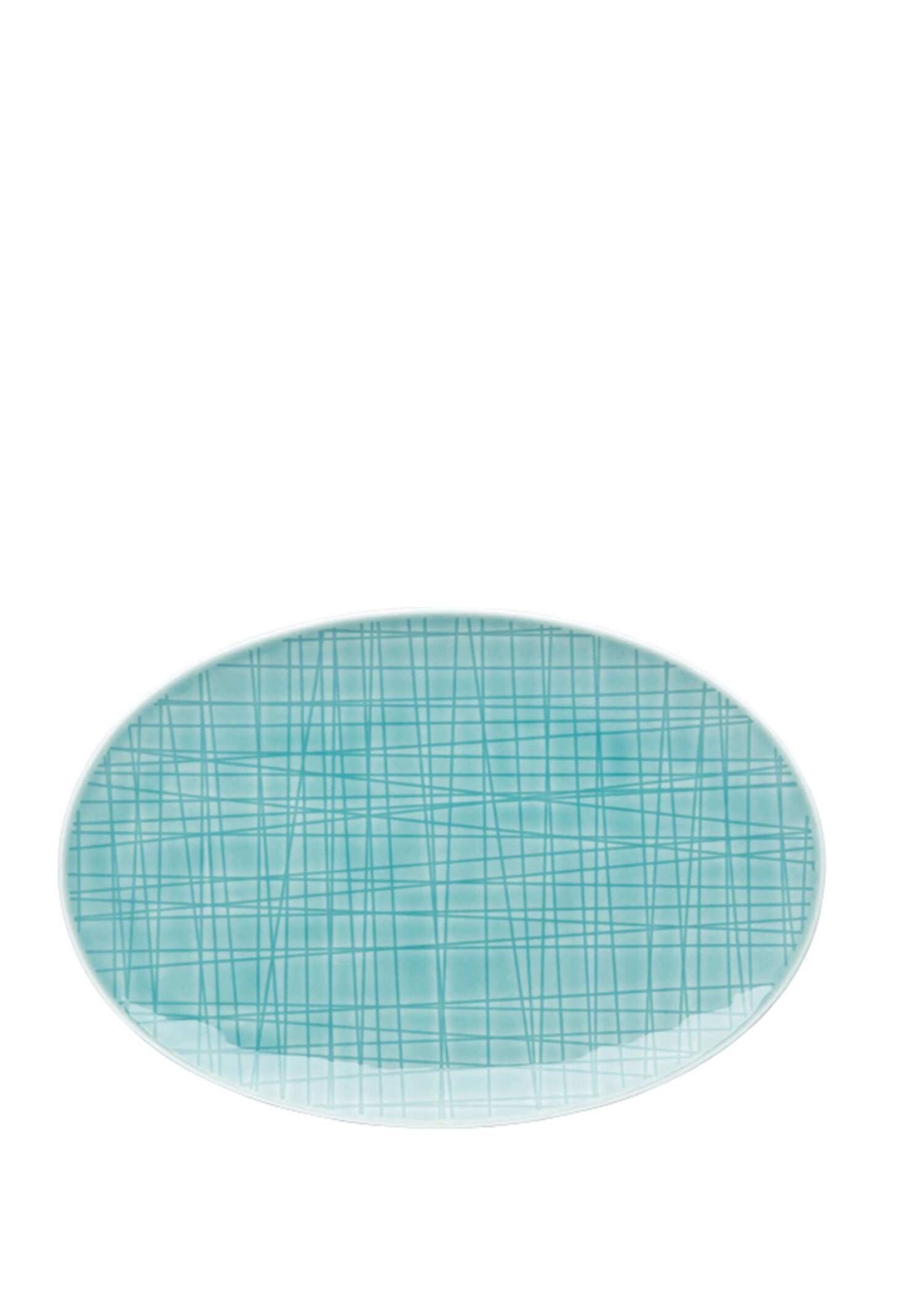Mesh Mavi Oval Porselen Servis Tabağı 18 cm