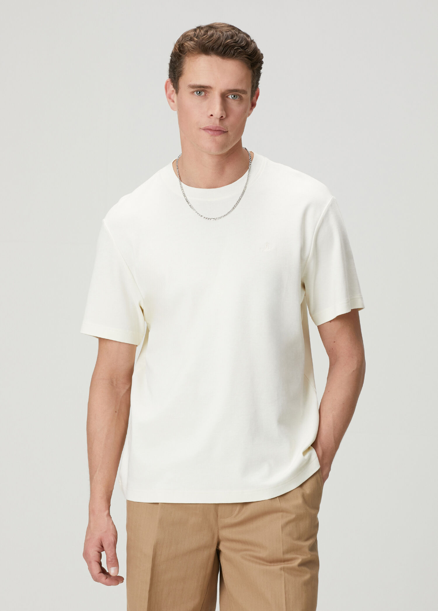 Krem Relax Fit Interlock Basic T-shirt