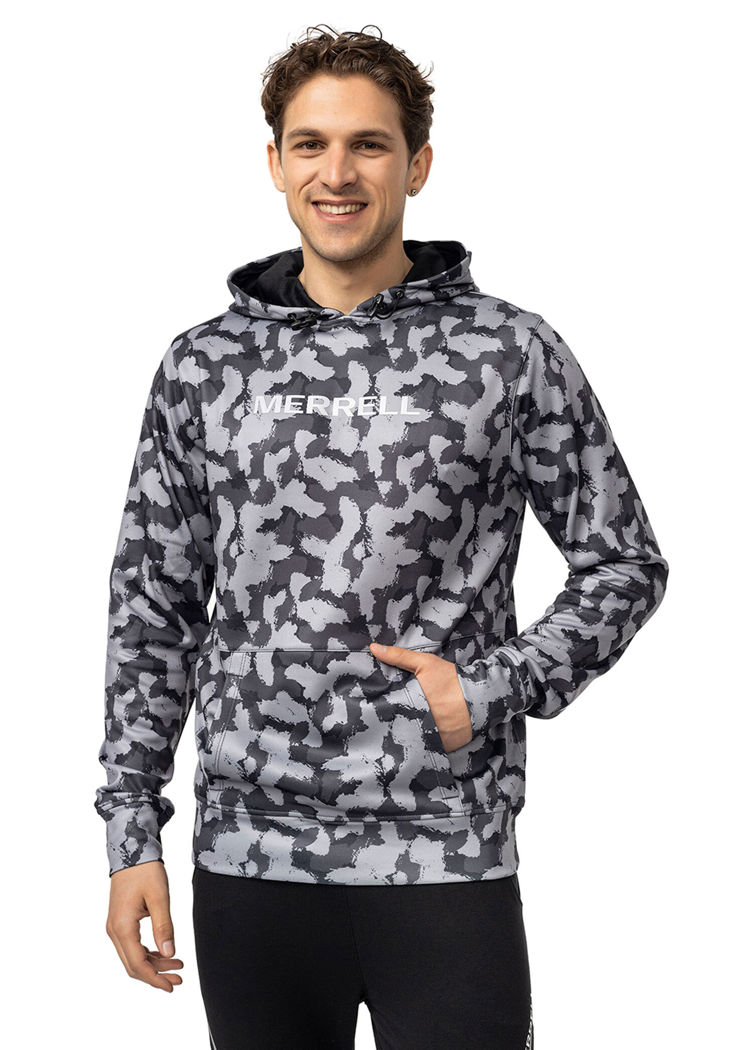 Slam M Siyah Desenli Kapüşonlu Erkek Spor Sweatshirt