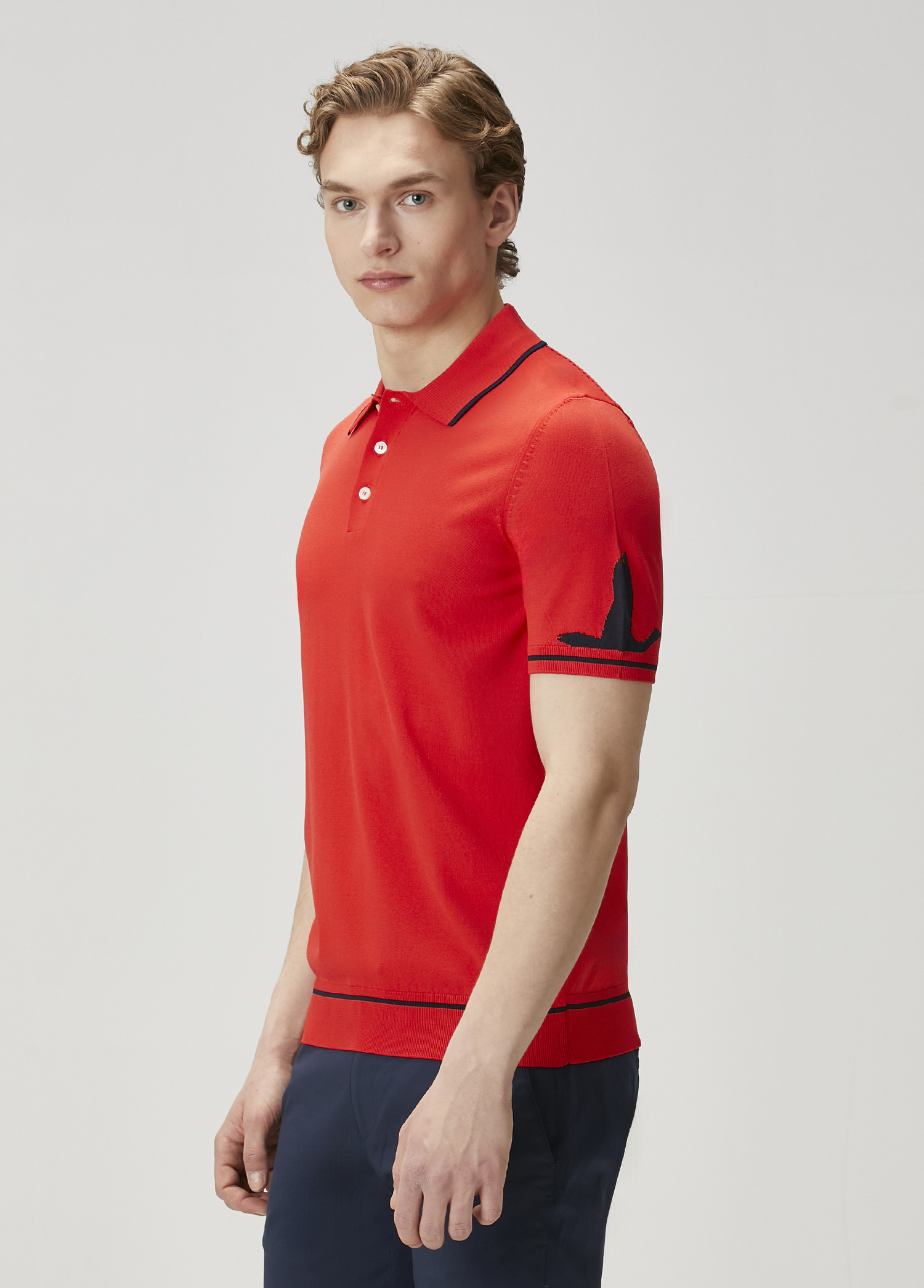 Kırmızı Kaz Jakarlı Polo Yaka T-shirt_3