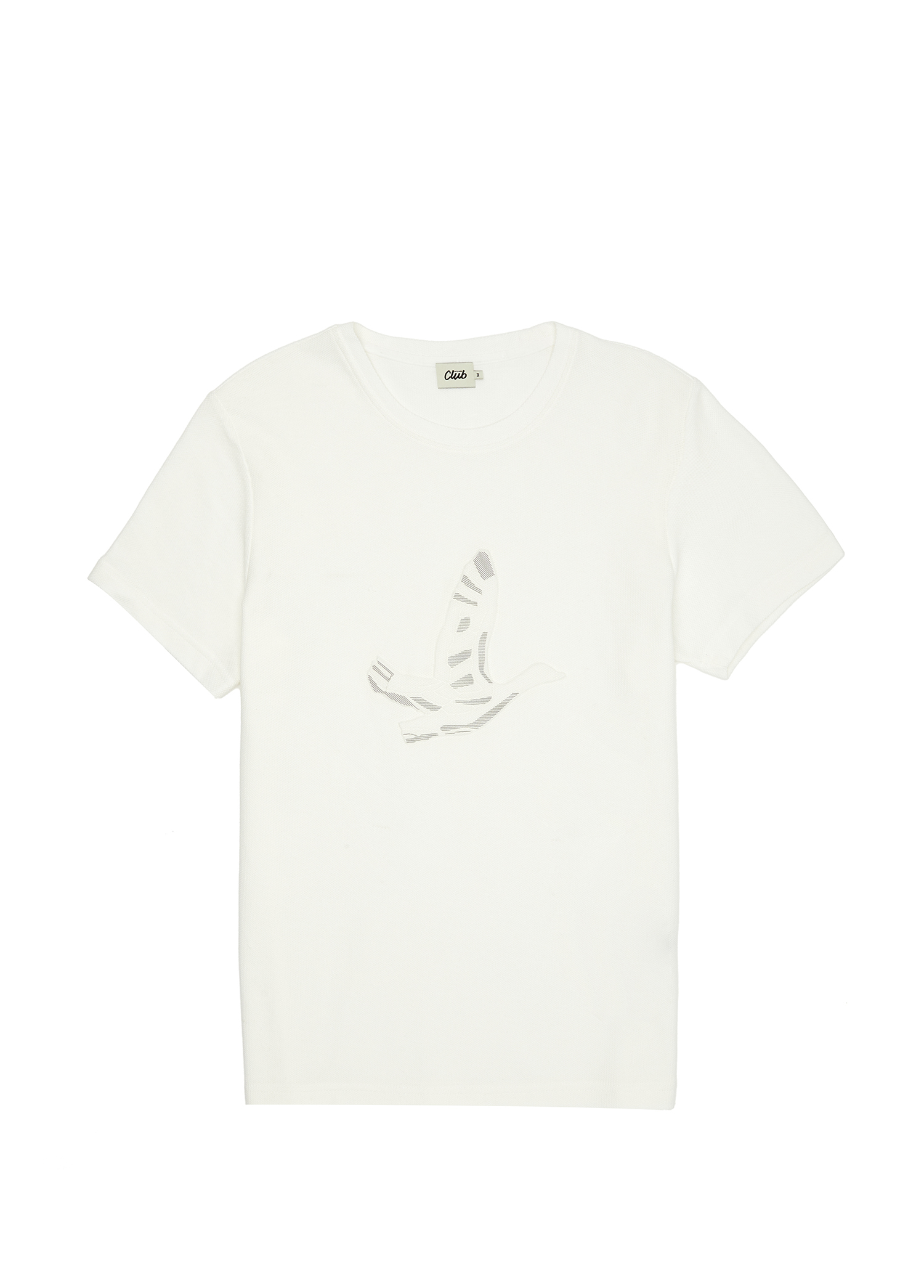 Beyaz Logo Baskılı Pike Dokulu T-shirt_6