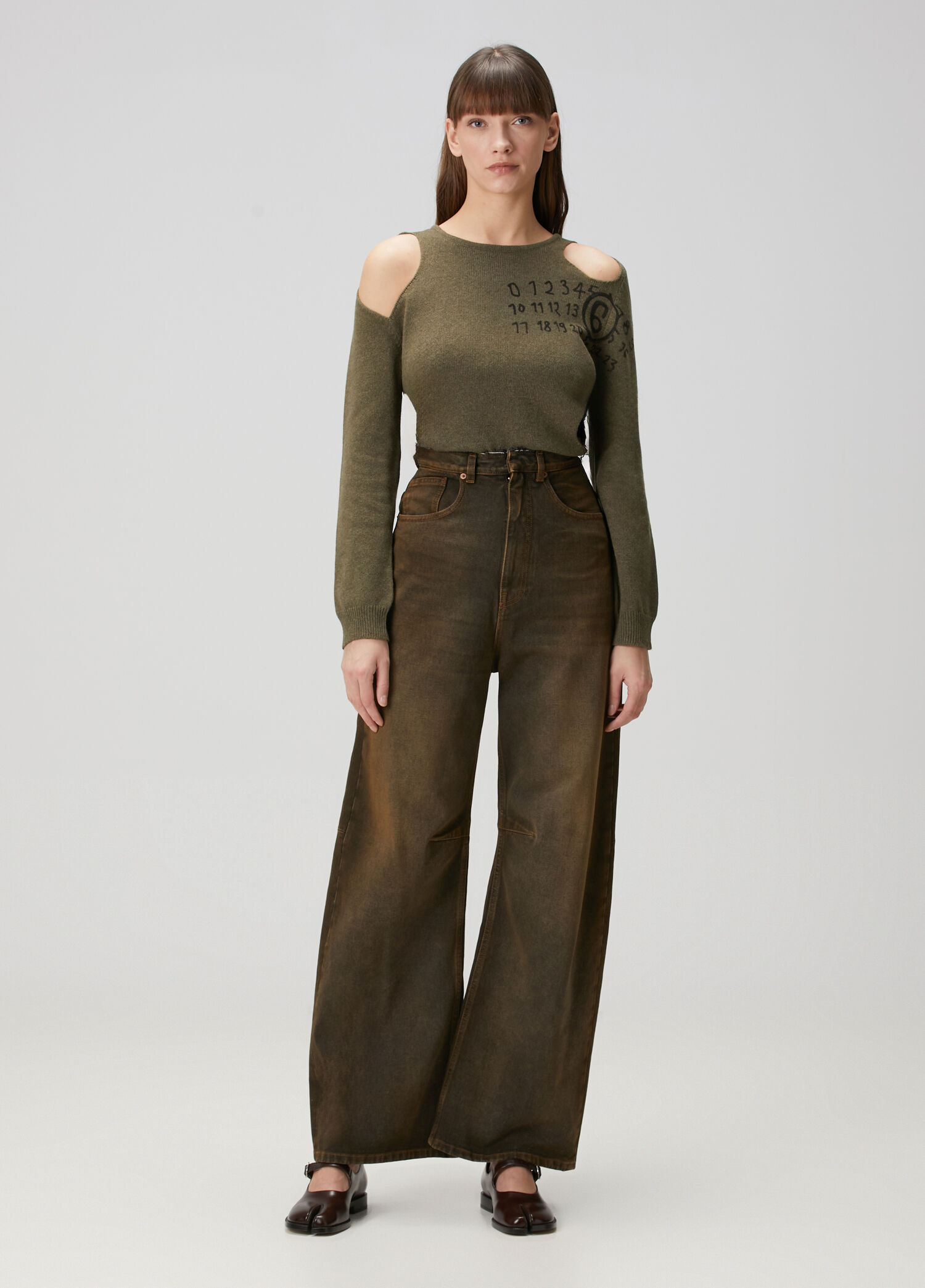 Kahverengi Wide Leg Jean Pantolon