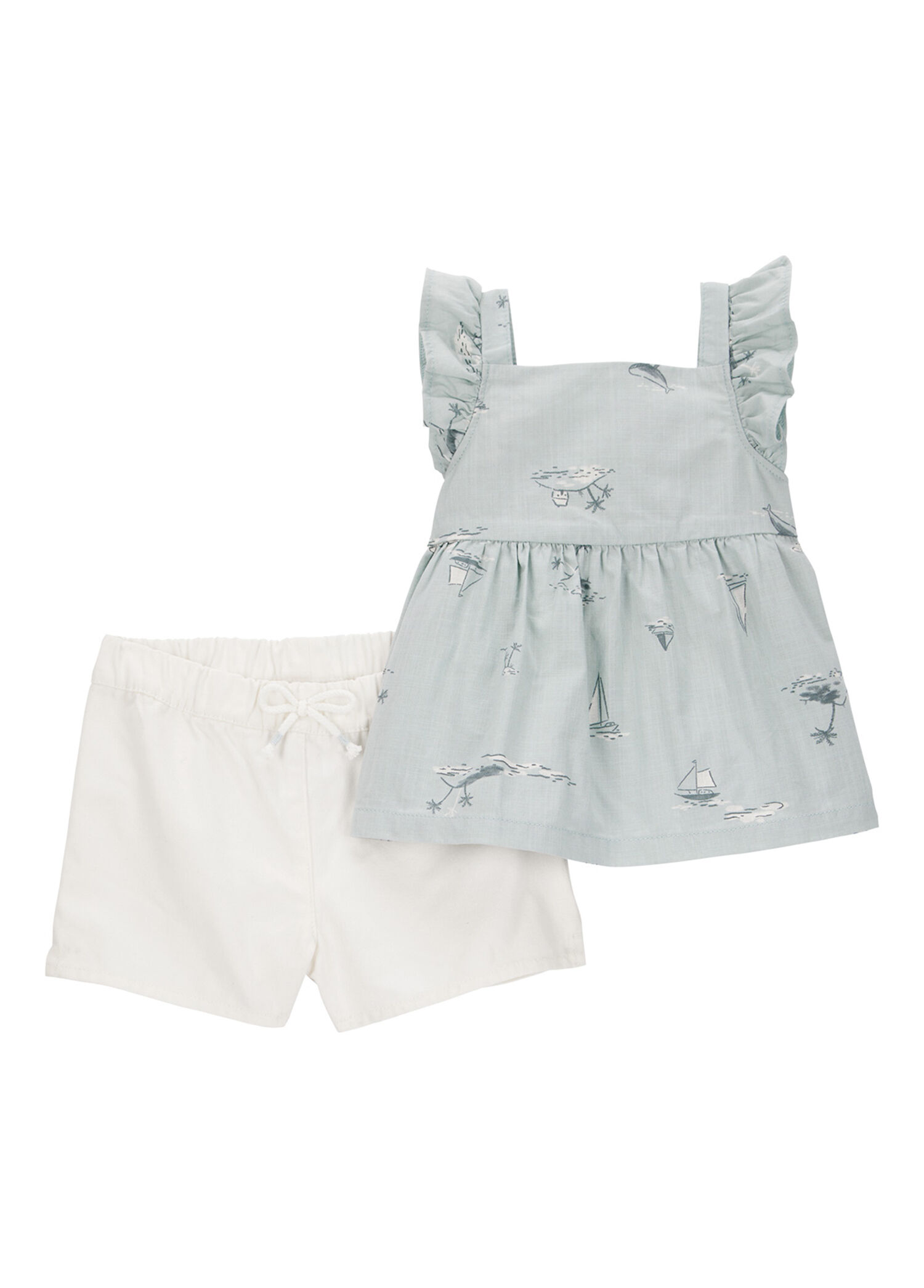 Fırfırlı Bluz ve Şort 2'li Kız Bebek Set