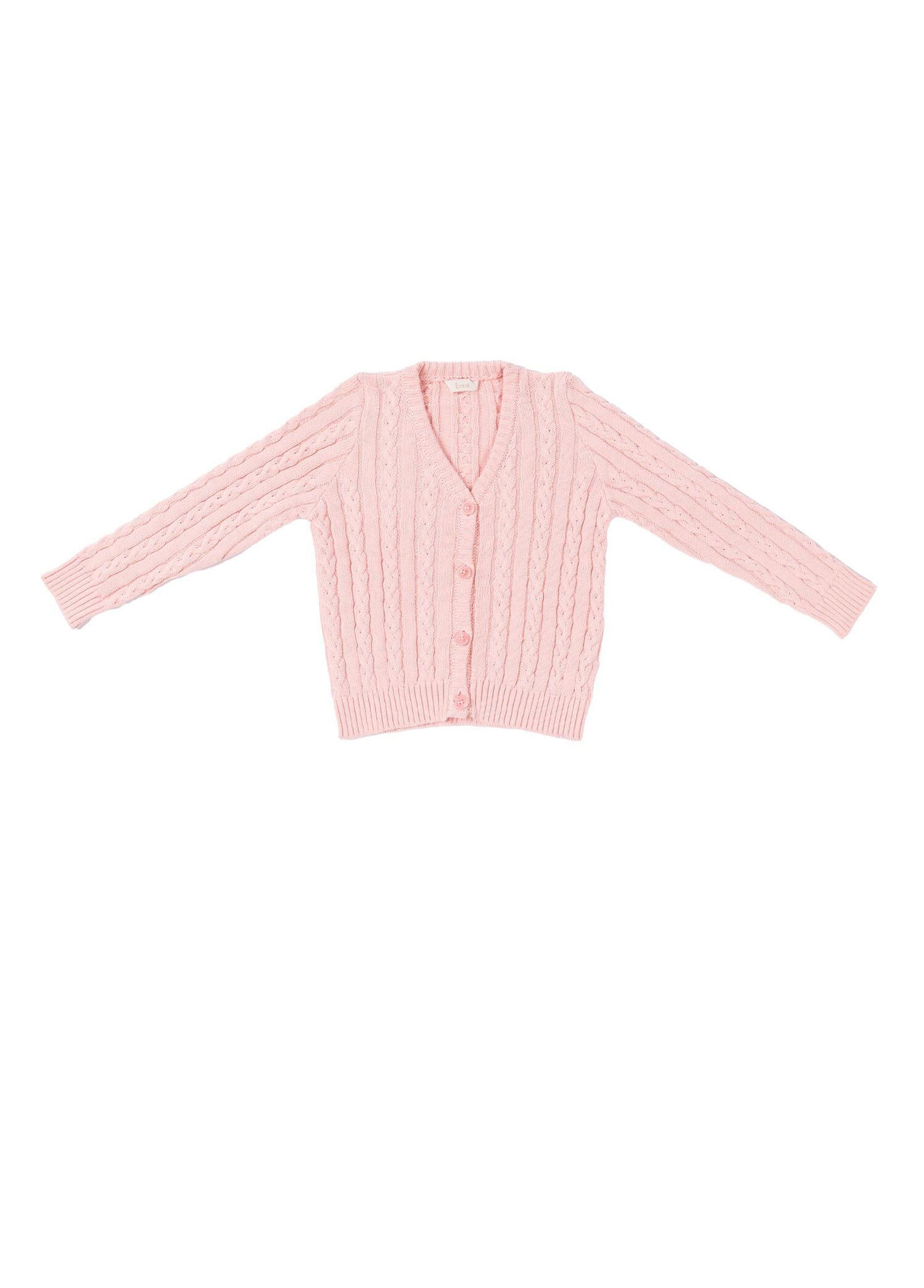 Wooly Açık Pembe Saç Örgülü Triko Kız Çocuk Hırka