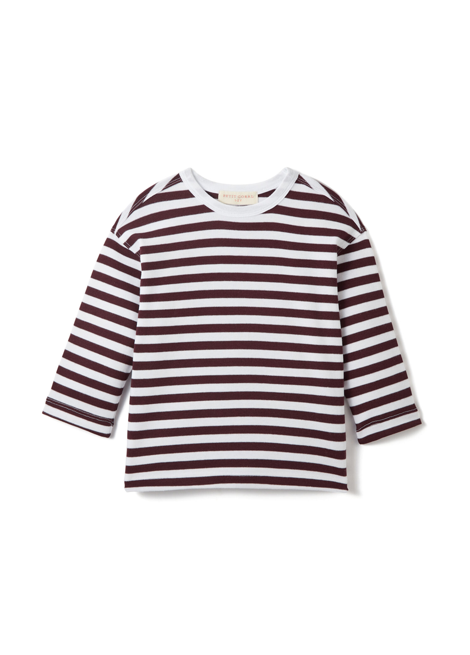 Bordo Çizgili Örme Uzun Kollu Unisex Çocuk T-shirt