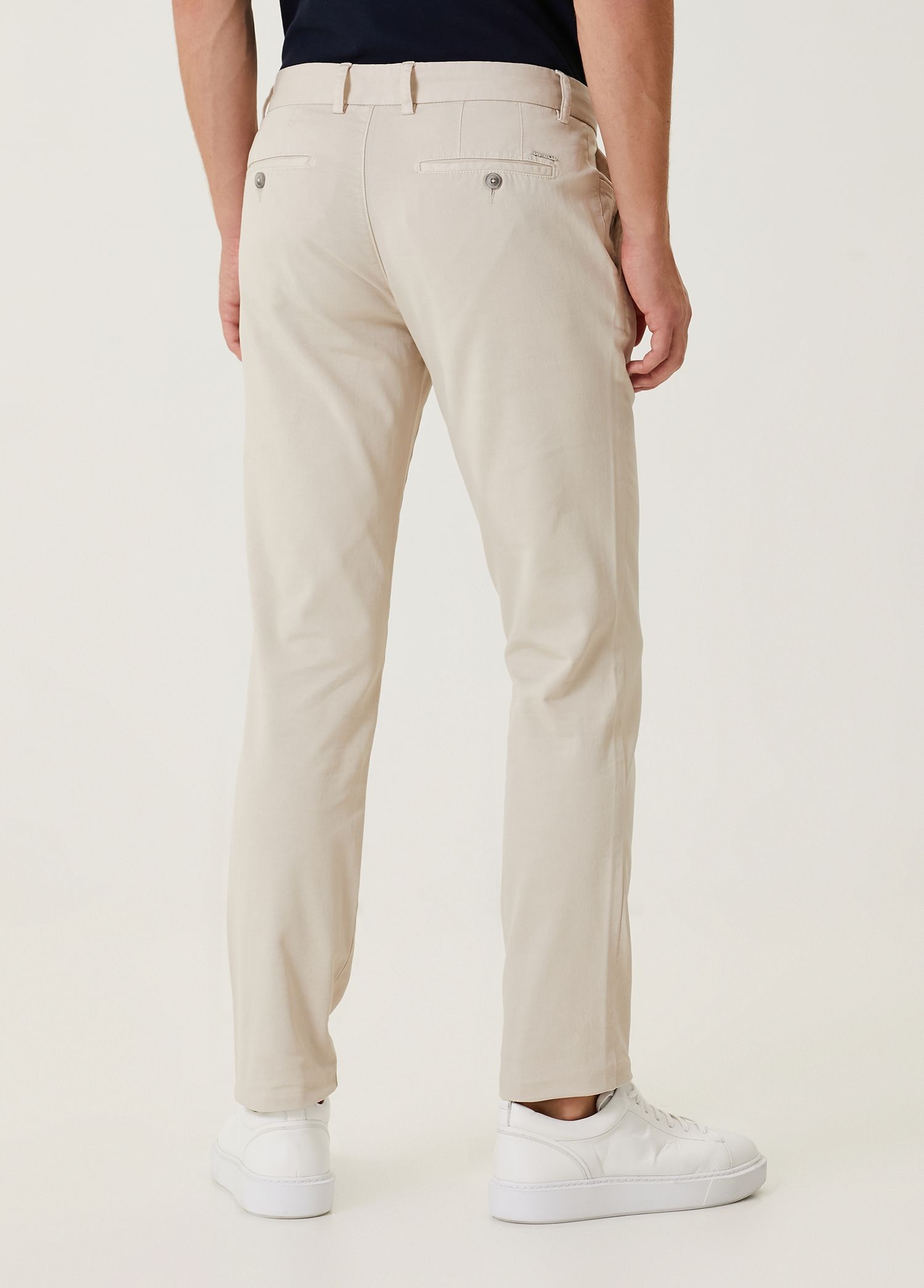 Slim Fit Taş Panama Dokulu Chino Pantolon_3