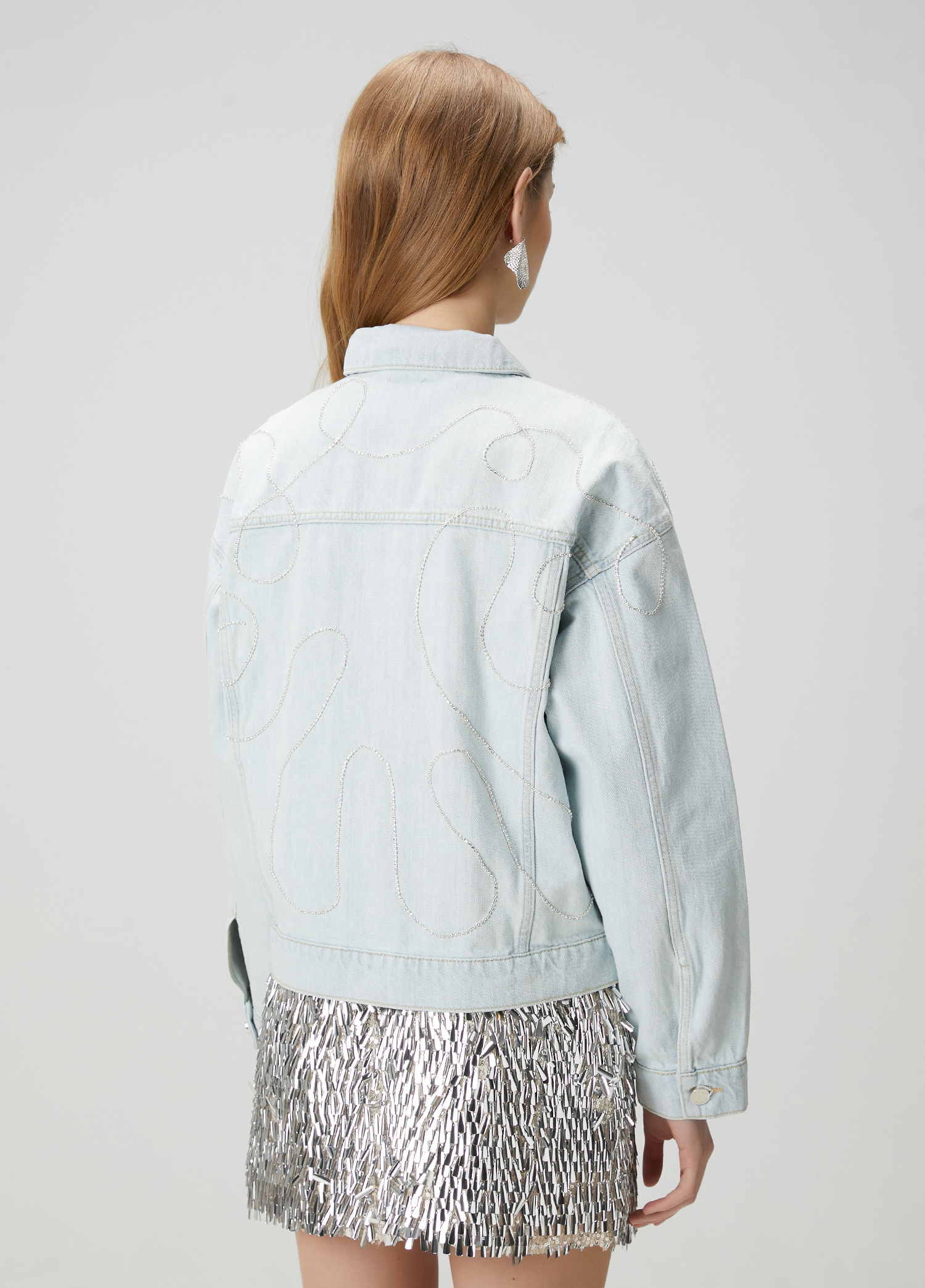 Oversize Açık Mavi Taşlı Denim Ceket_4