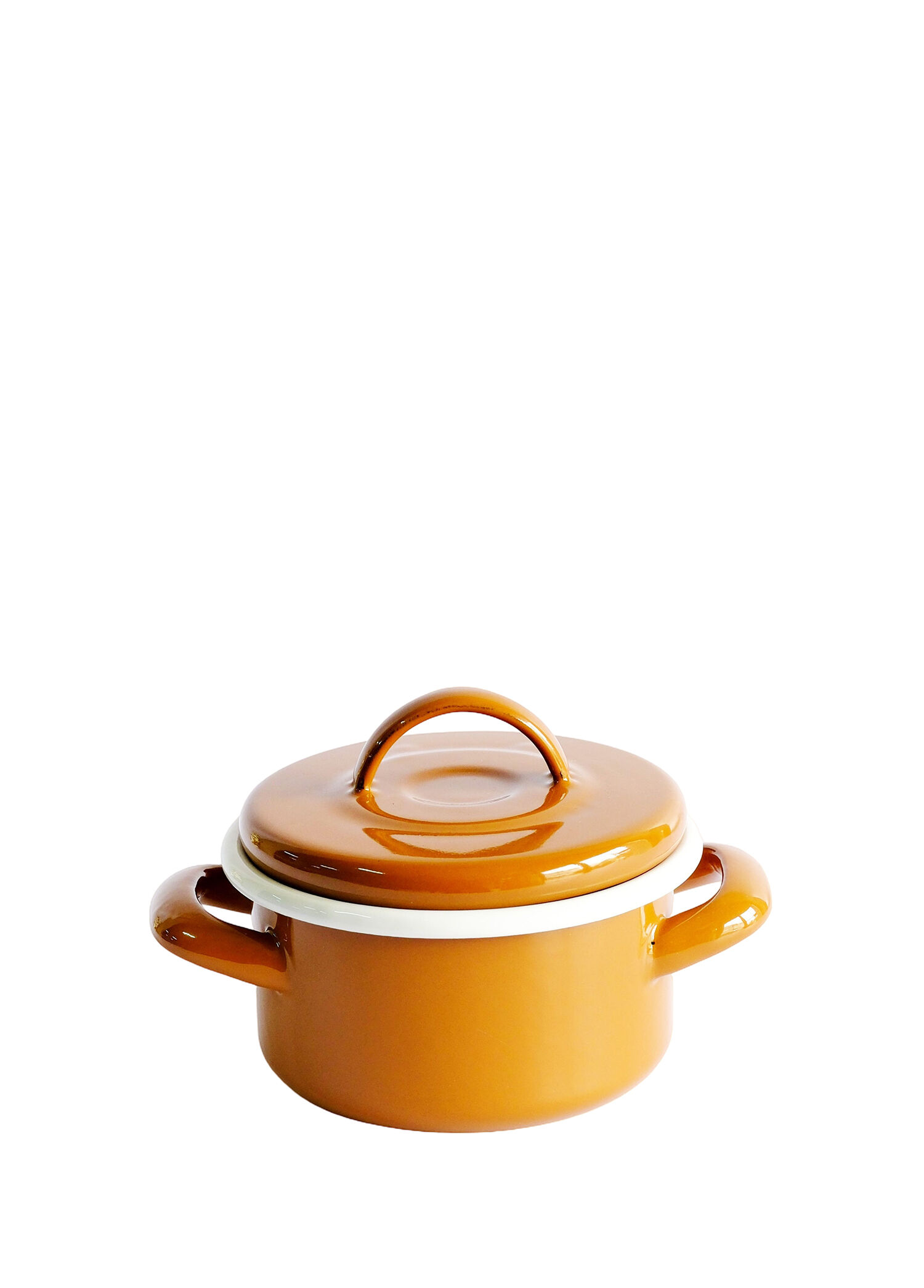 Kahverengi Emaye Mini Tencere 12 cm
