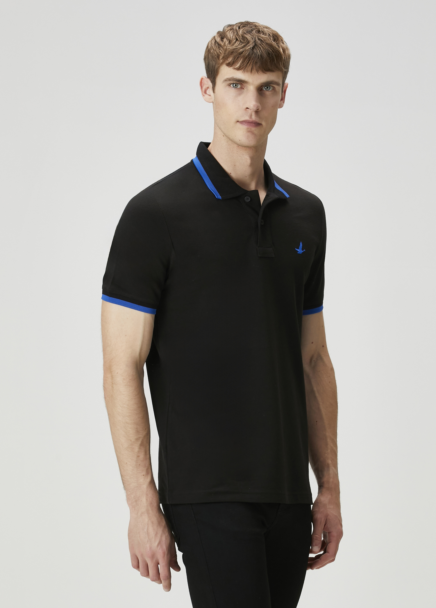 Siyah Saks Polo Yaka T-shirt_2
